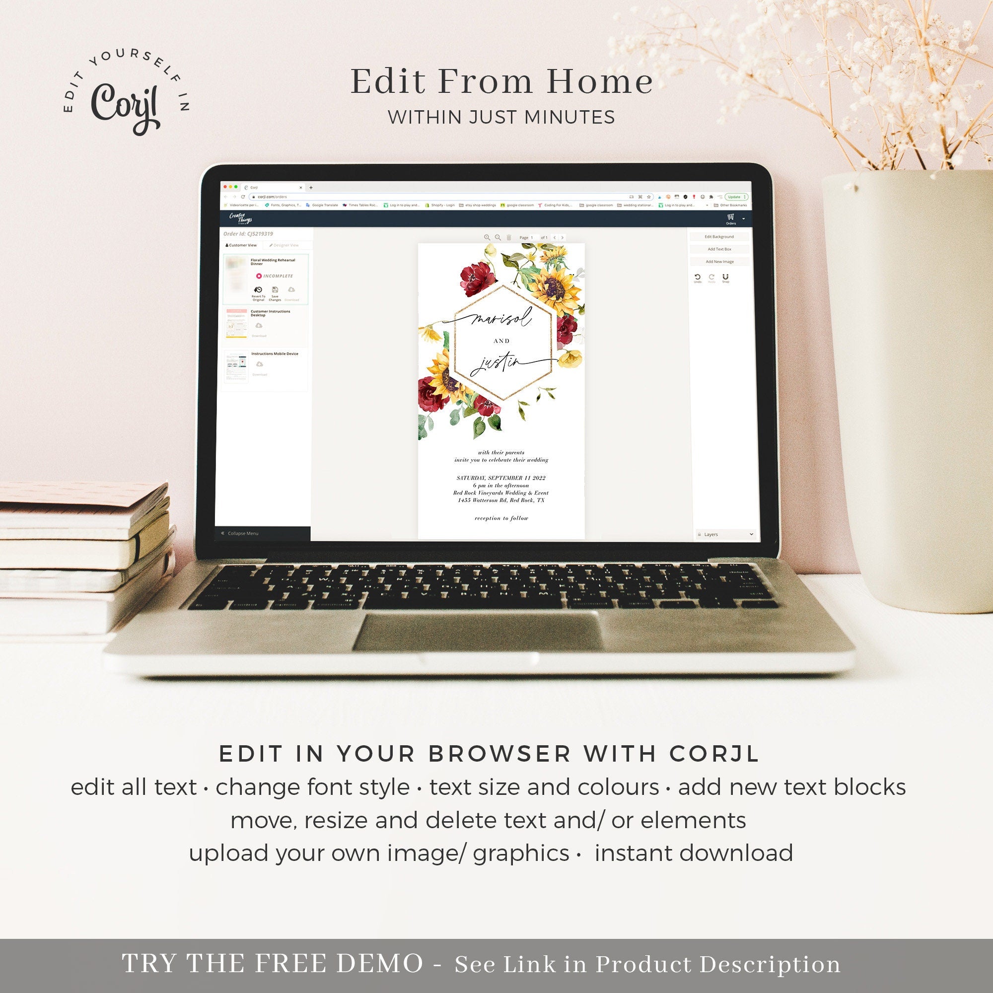 RUBY Digital Wedding Invitation Rustic with RSVP