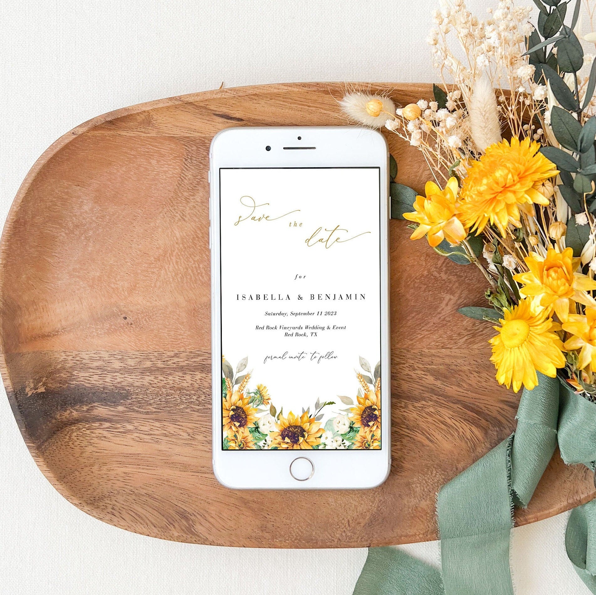 MARISOL Electronic Save the Date Sunflower and Roses