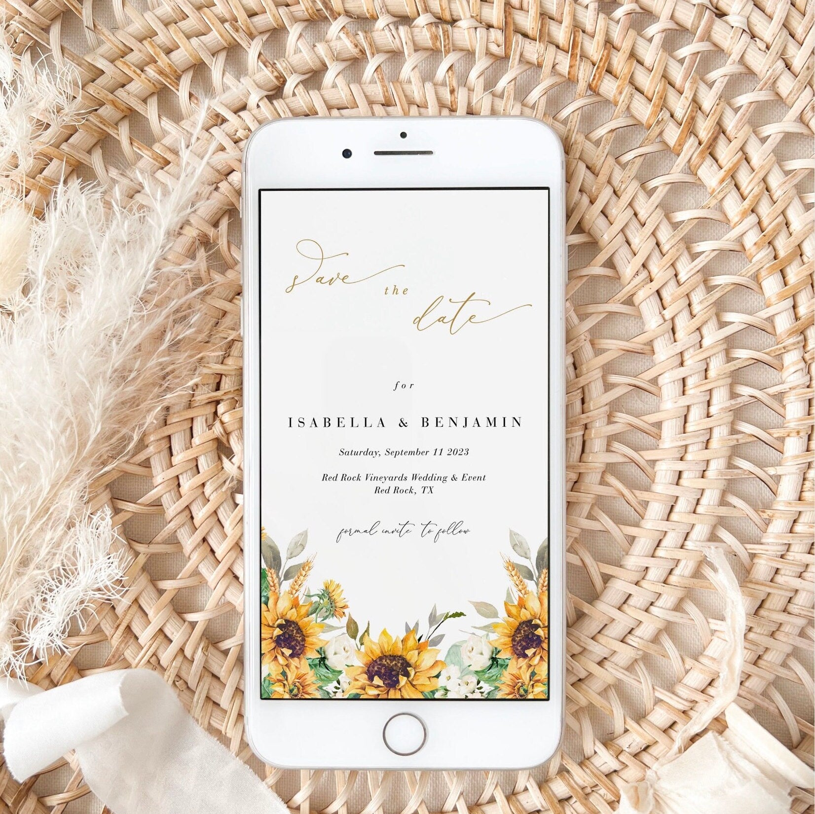 MARISOL Electronic Save the Date Sunflower and Roses
