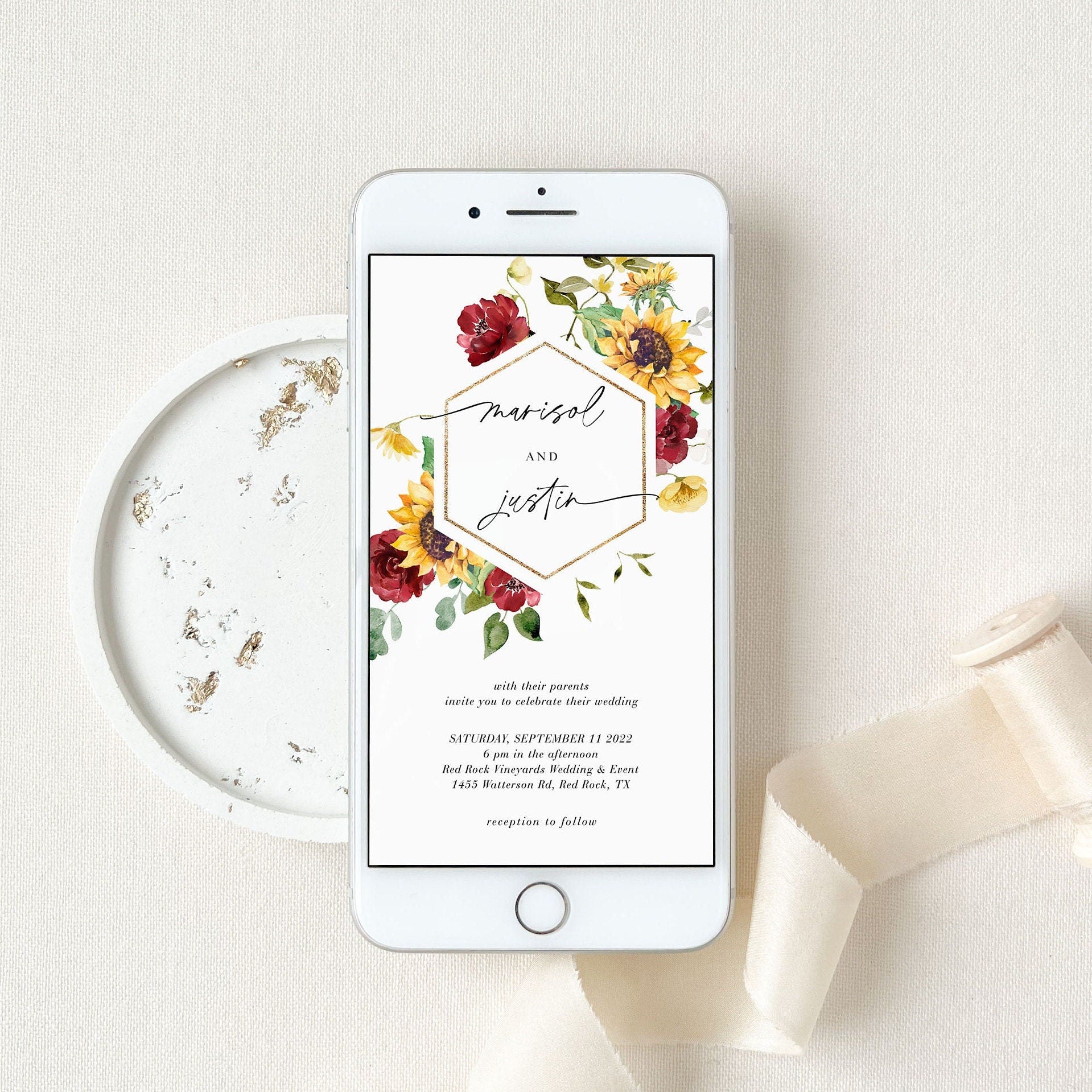 RUBY Digital Wedding Invitation Rustic with RSVP