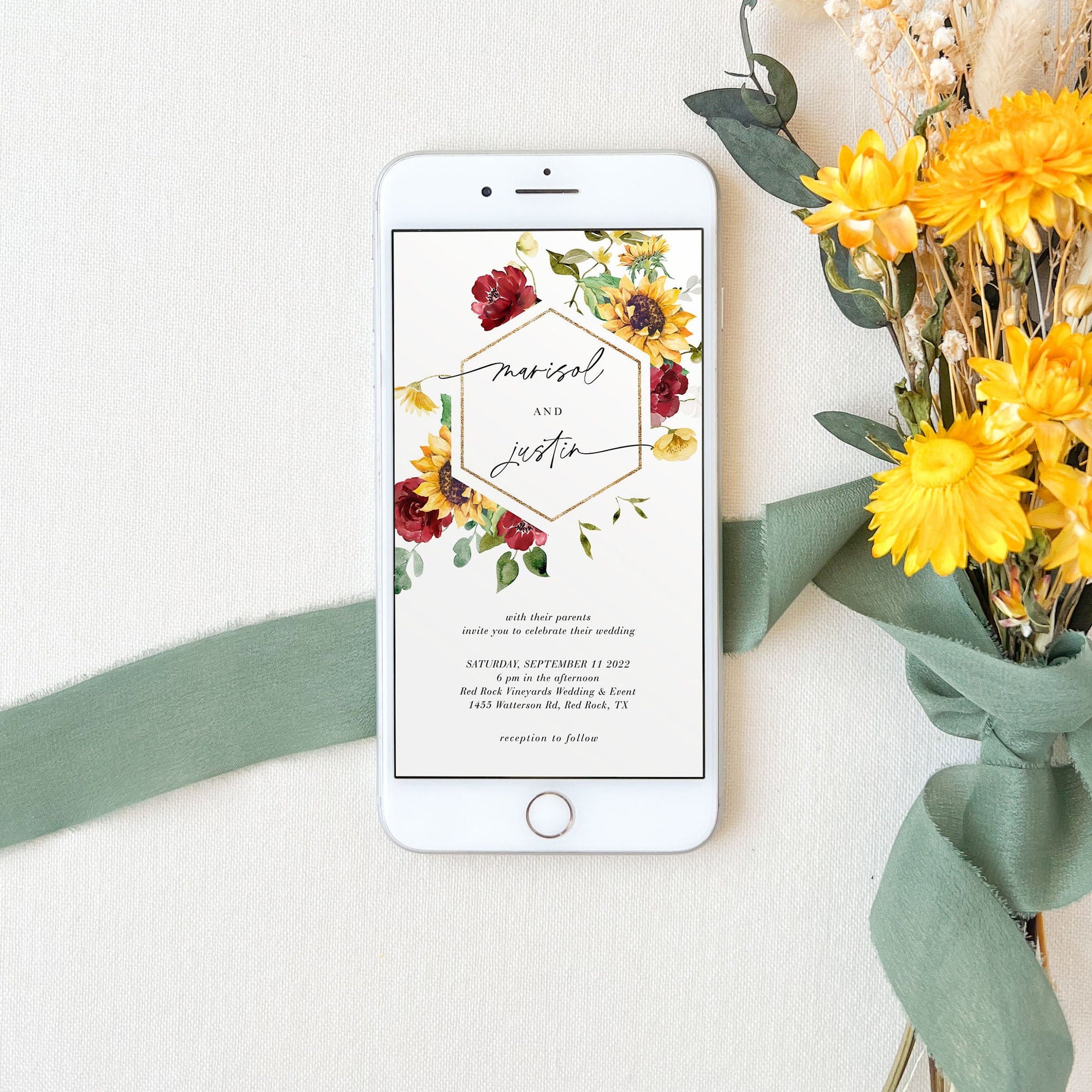 RUBY Digital Wedding Invitation Rustic with RSVP