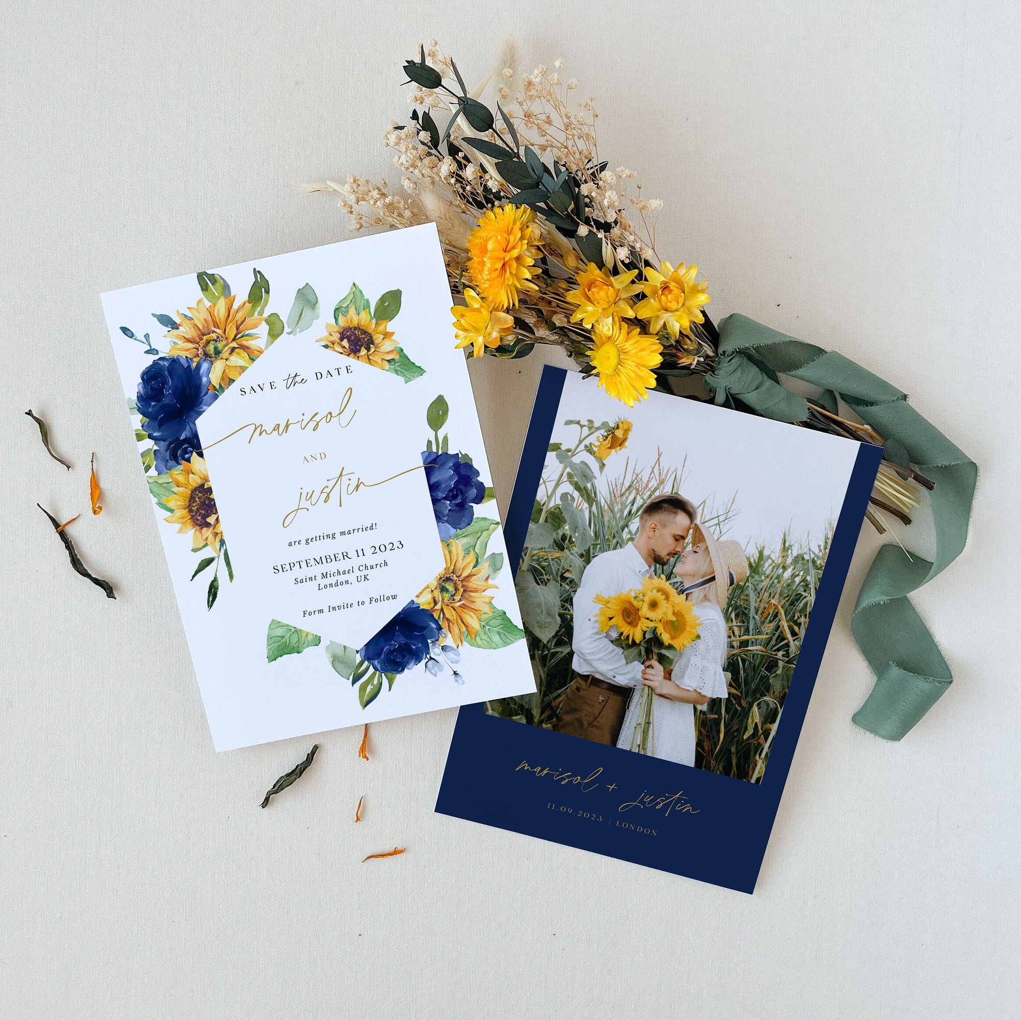 IVY Printable Sunflower Save the Date with Picture