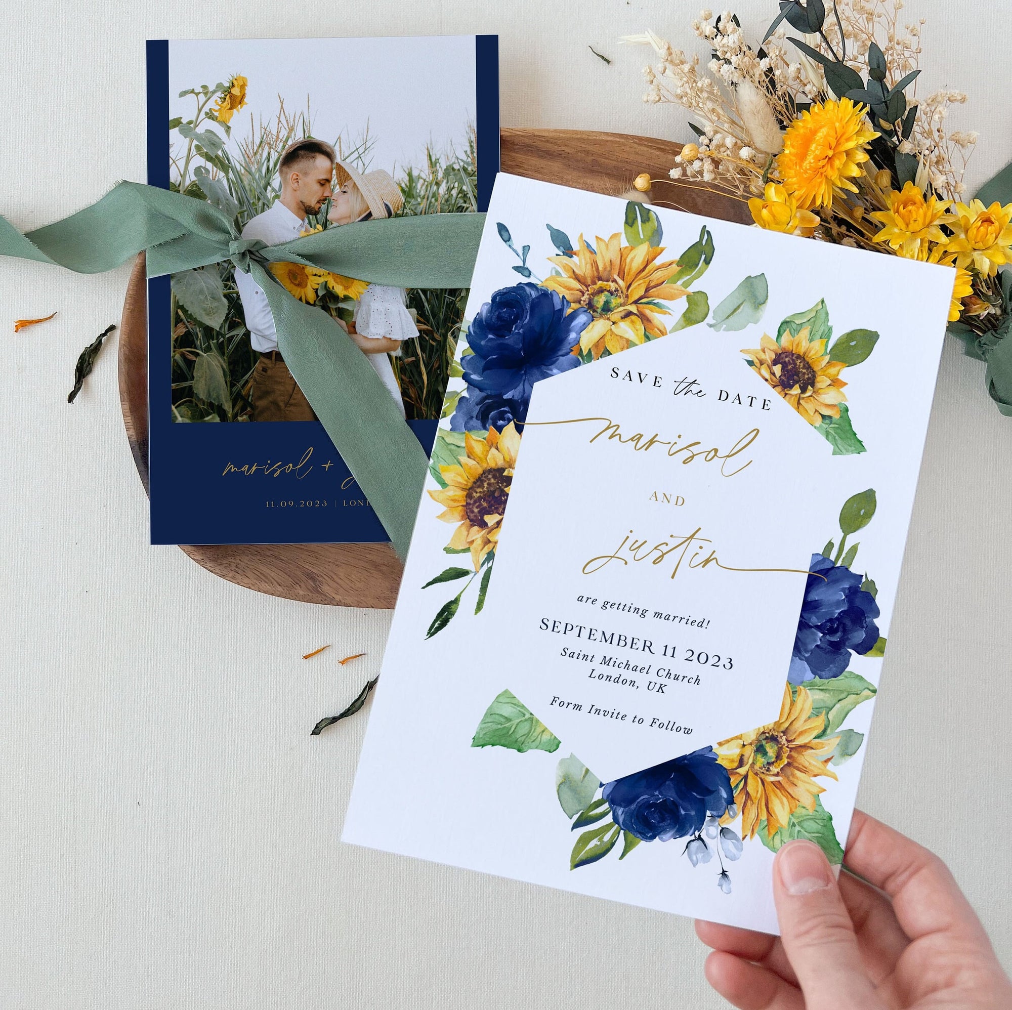 IVY Printable Sunflower Save the Date with Picture