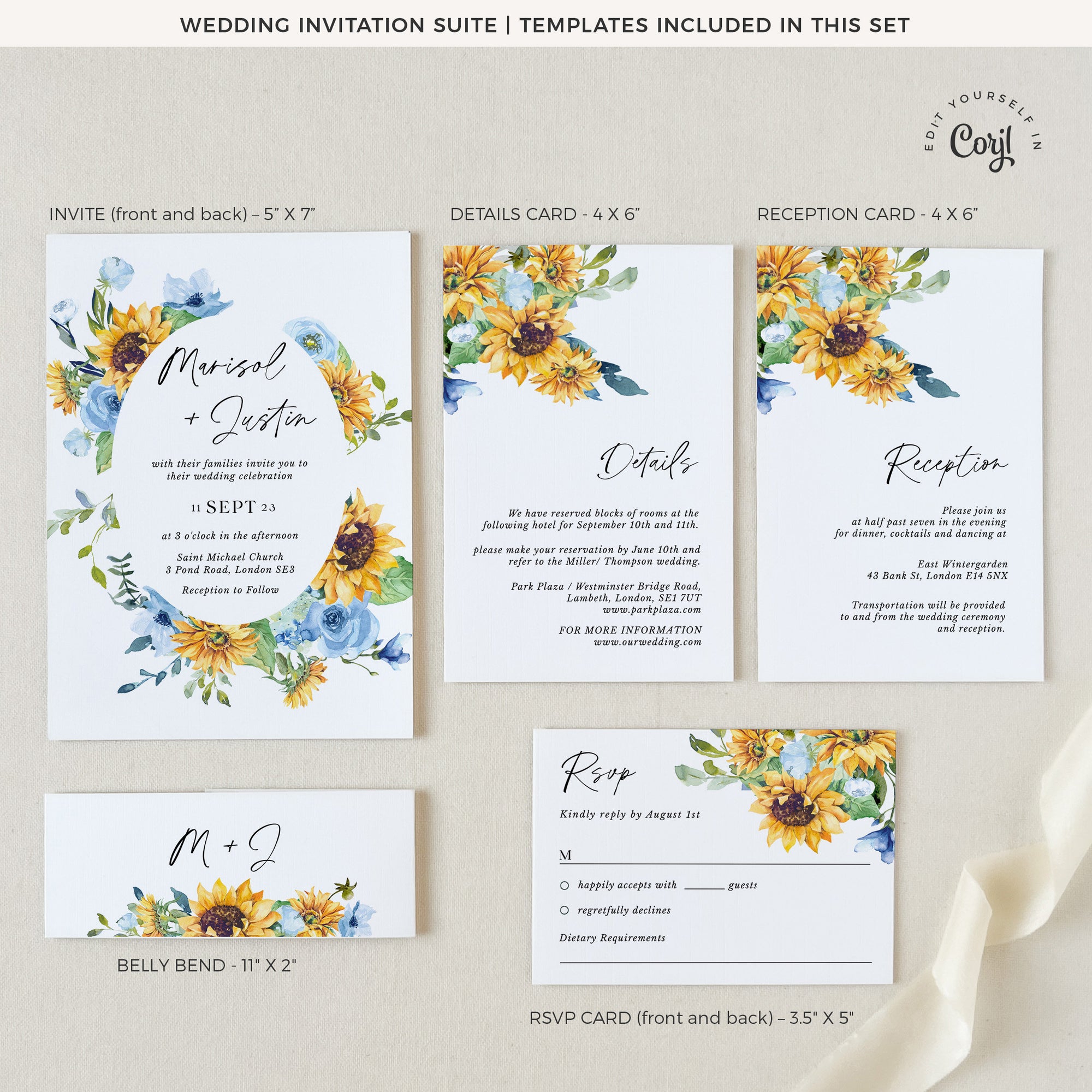 IVY Rustic Wedding Invitation Suite Template