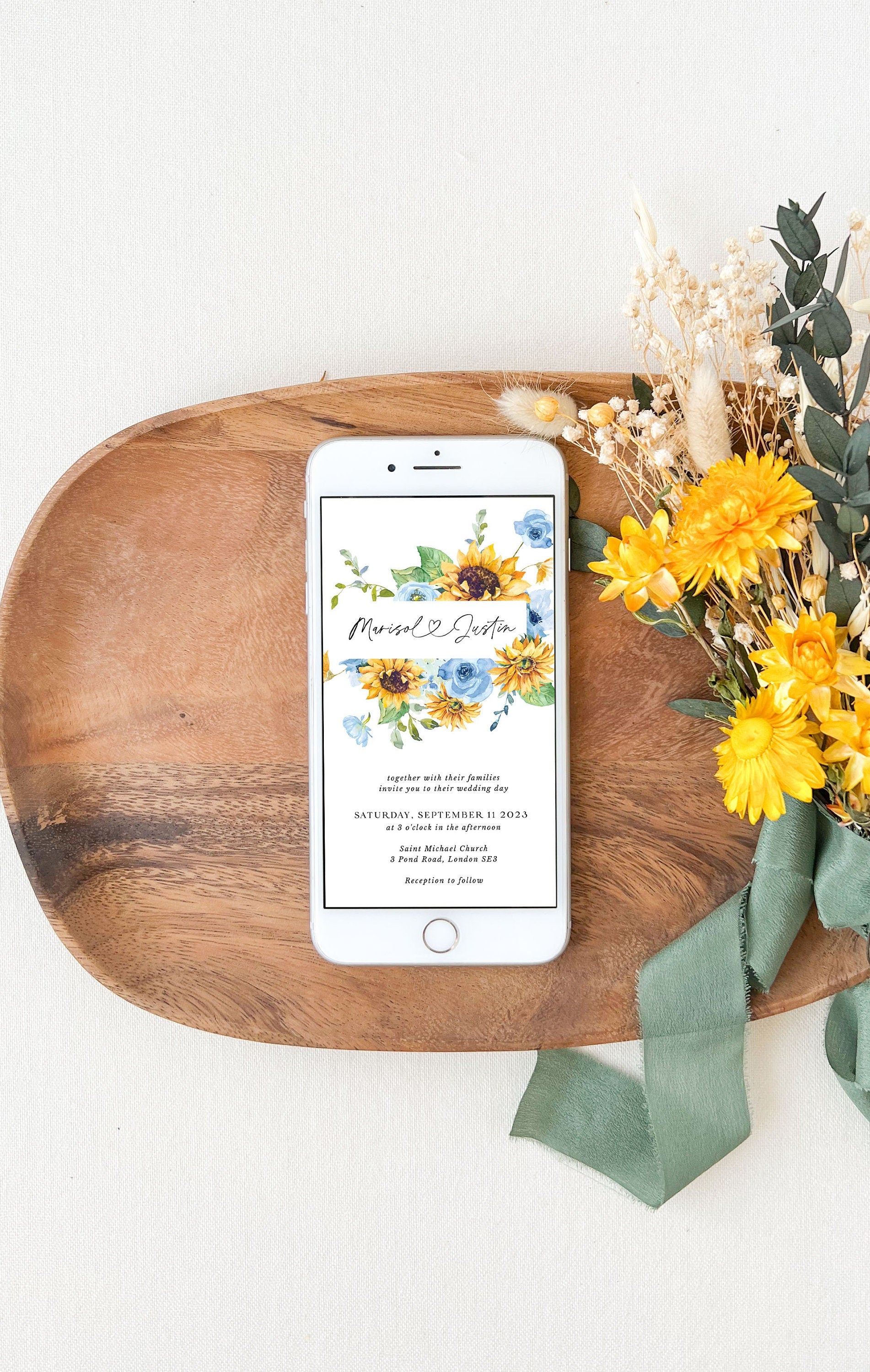 IVY Sunflower and Roses Wedding Invitation Electronic