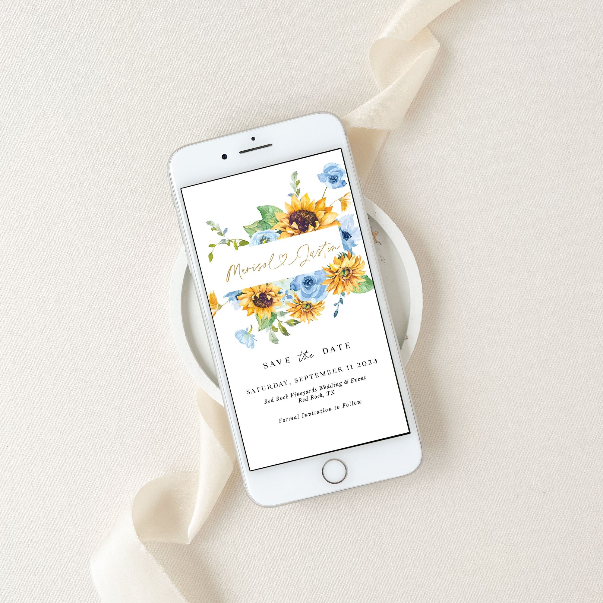IVY Digital Save the Date Templates Sunflowers
