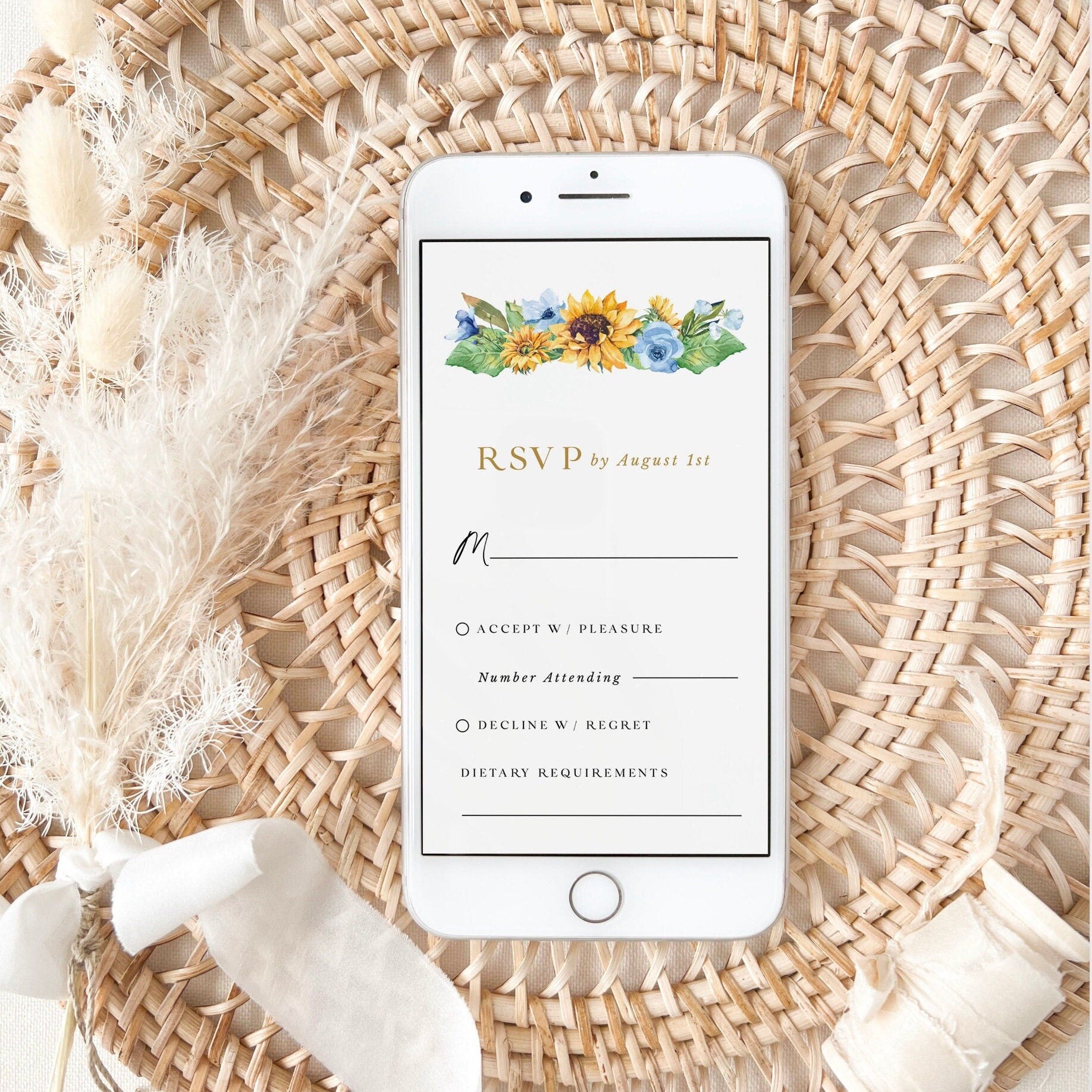 IVY Sunflower Themed Wedding Invitation Digital Card