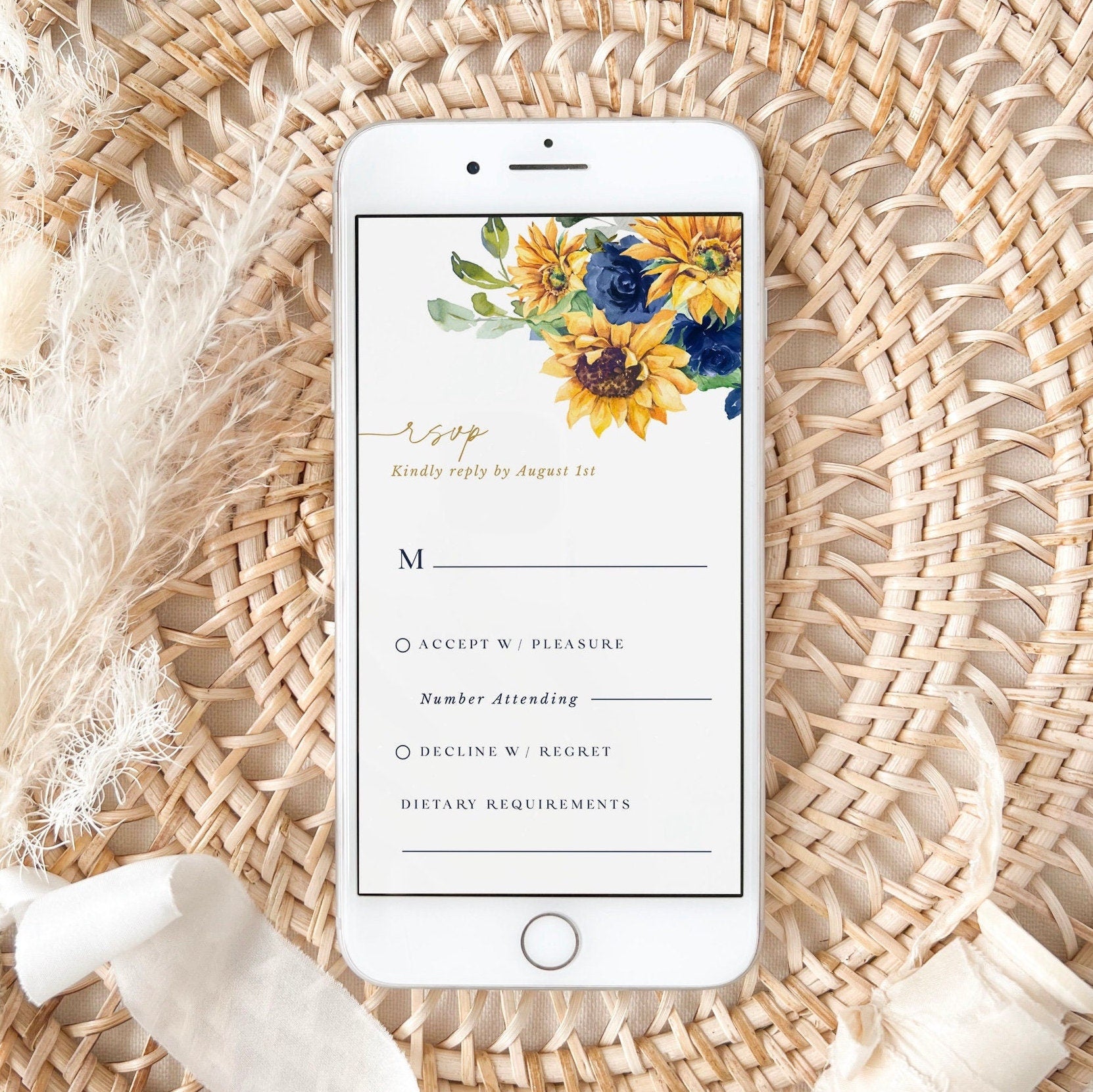 IVY Rustic Sunflowers Wedding Invitation Electronic