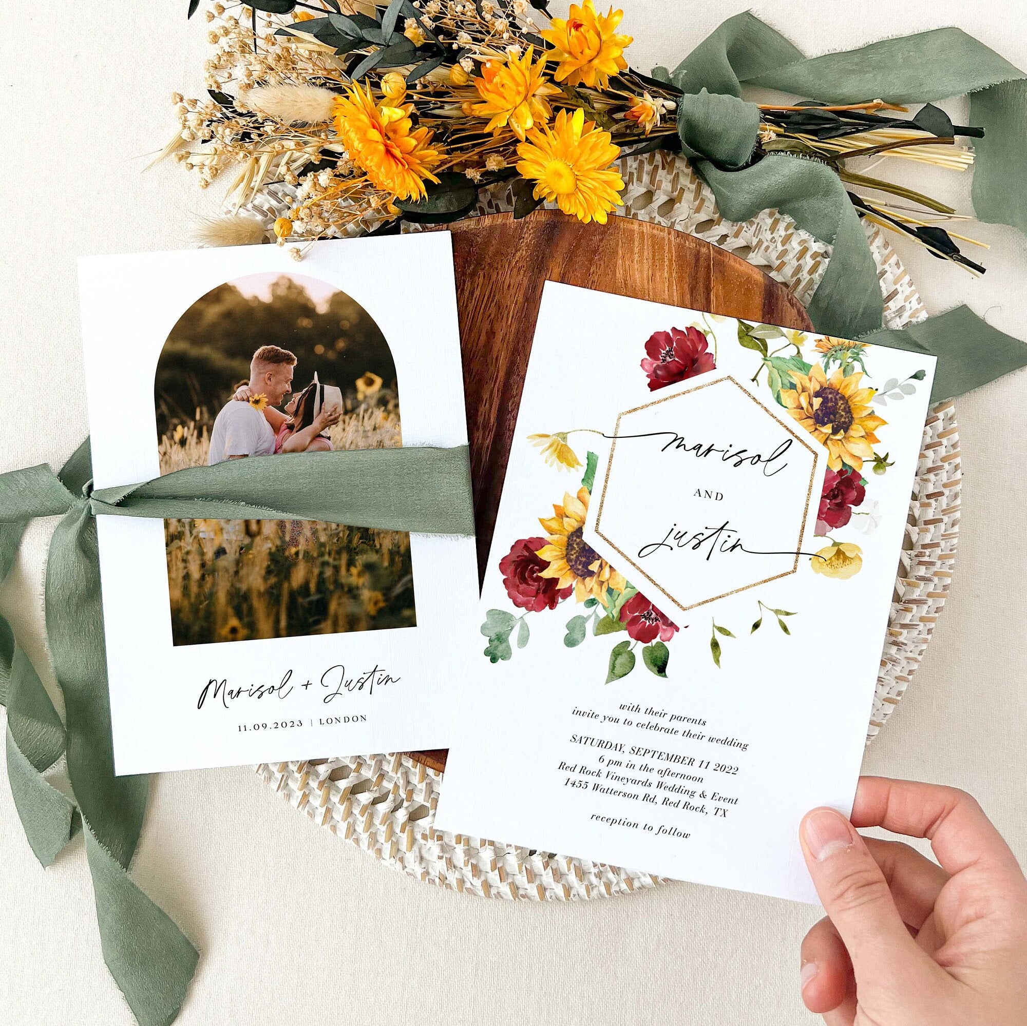 RUBY Sunflower Wedding Invitation Template Suite