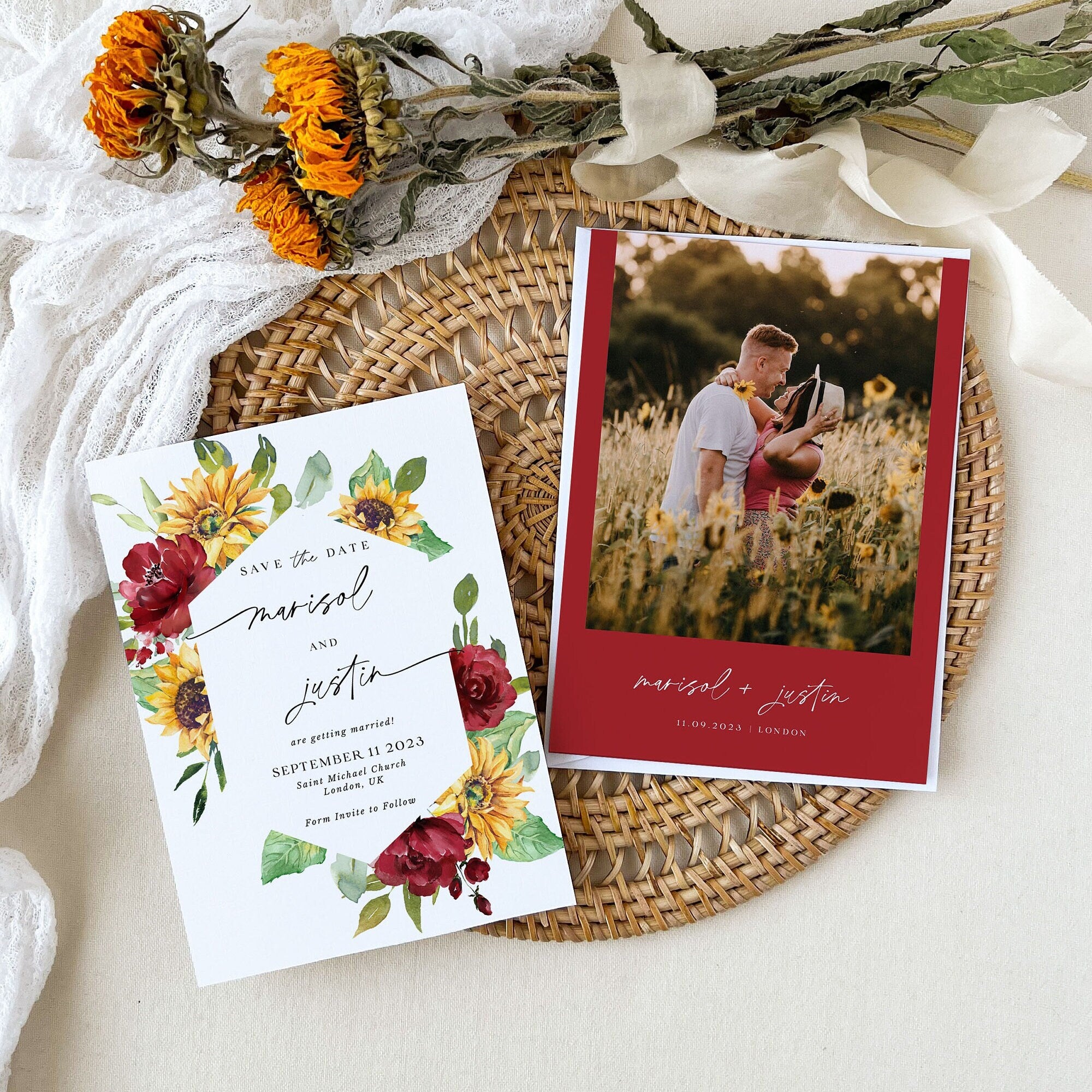 RUBY Rustic Sunflower Save the Date Template