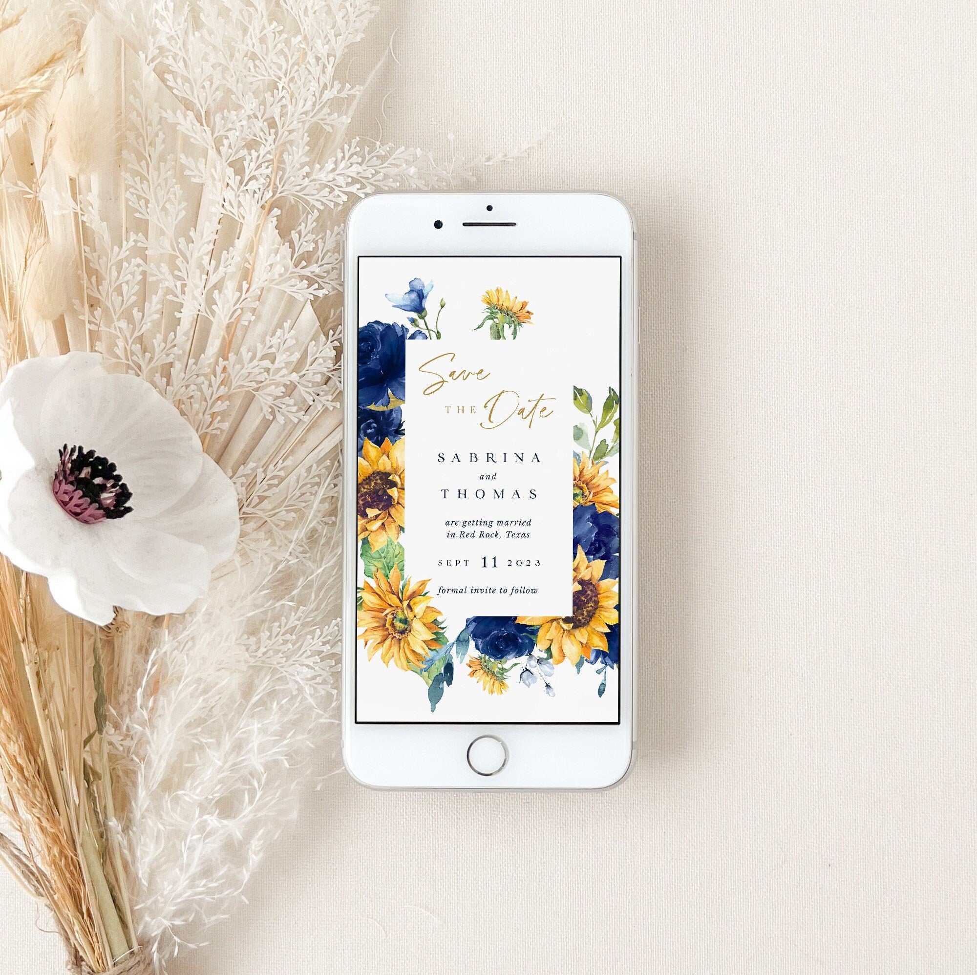 IVY digital save the date yellow and blue