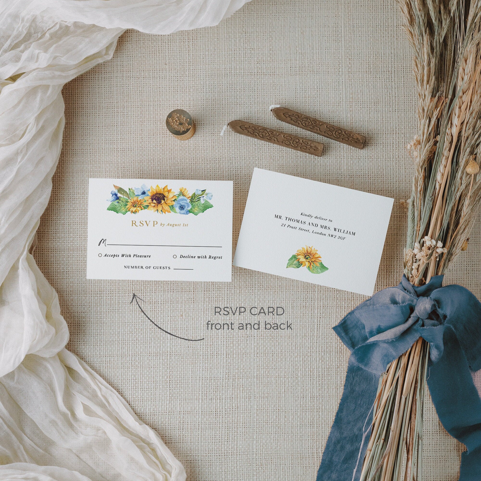 IVY Sunflower Wedding Invitation Set Diy Templates
