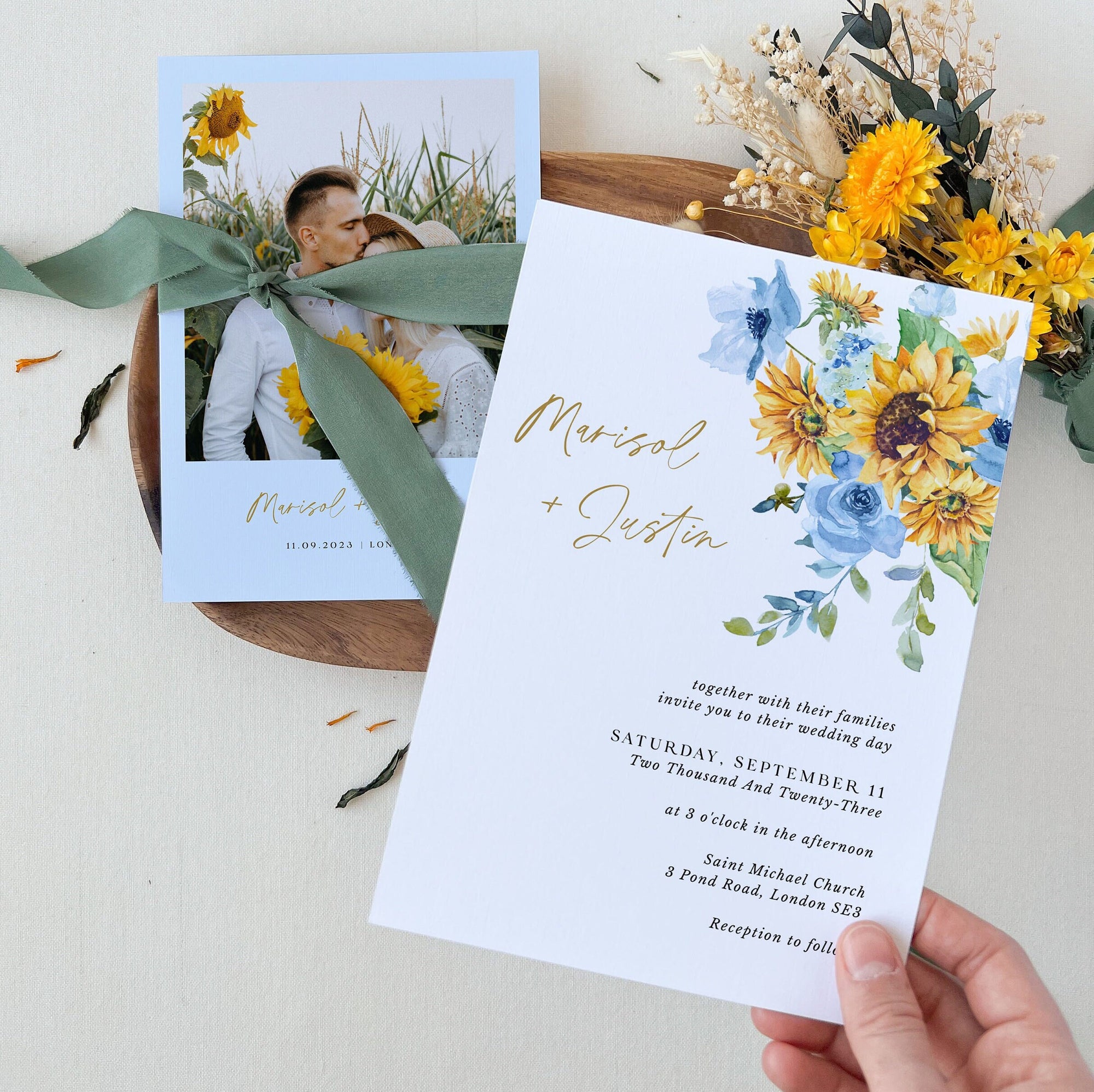 IVY Sunflower Wedding Invitation Set Diy Templates
