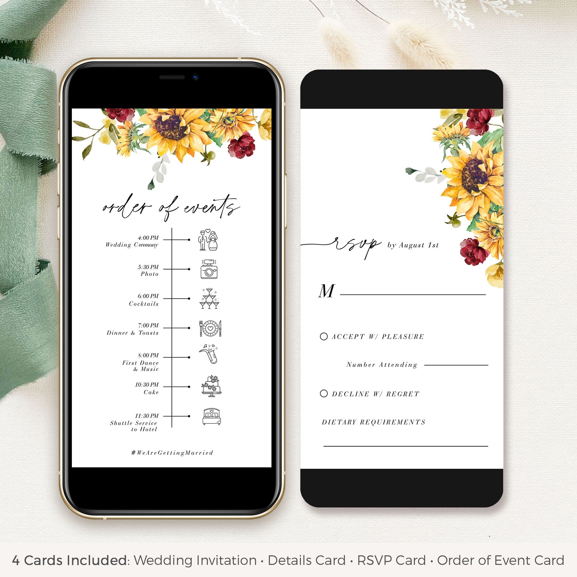RUBY Digital Wedding Invitation Rustic with RSVP