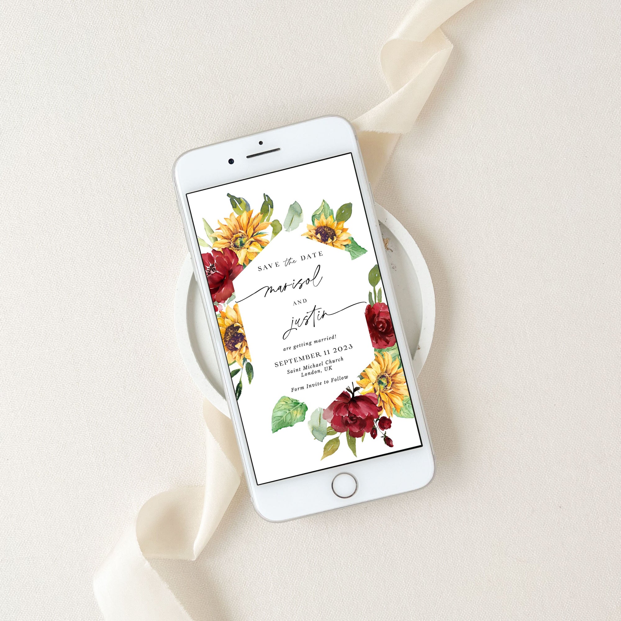 RUBY Floral Save the Date Digital Template