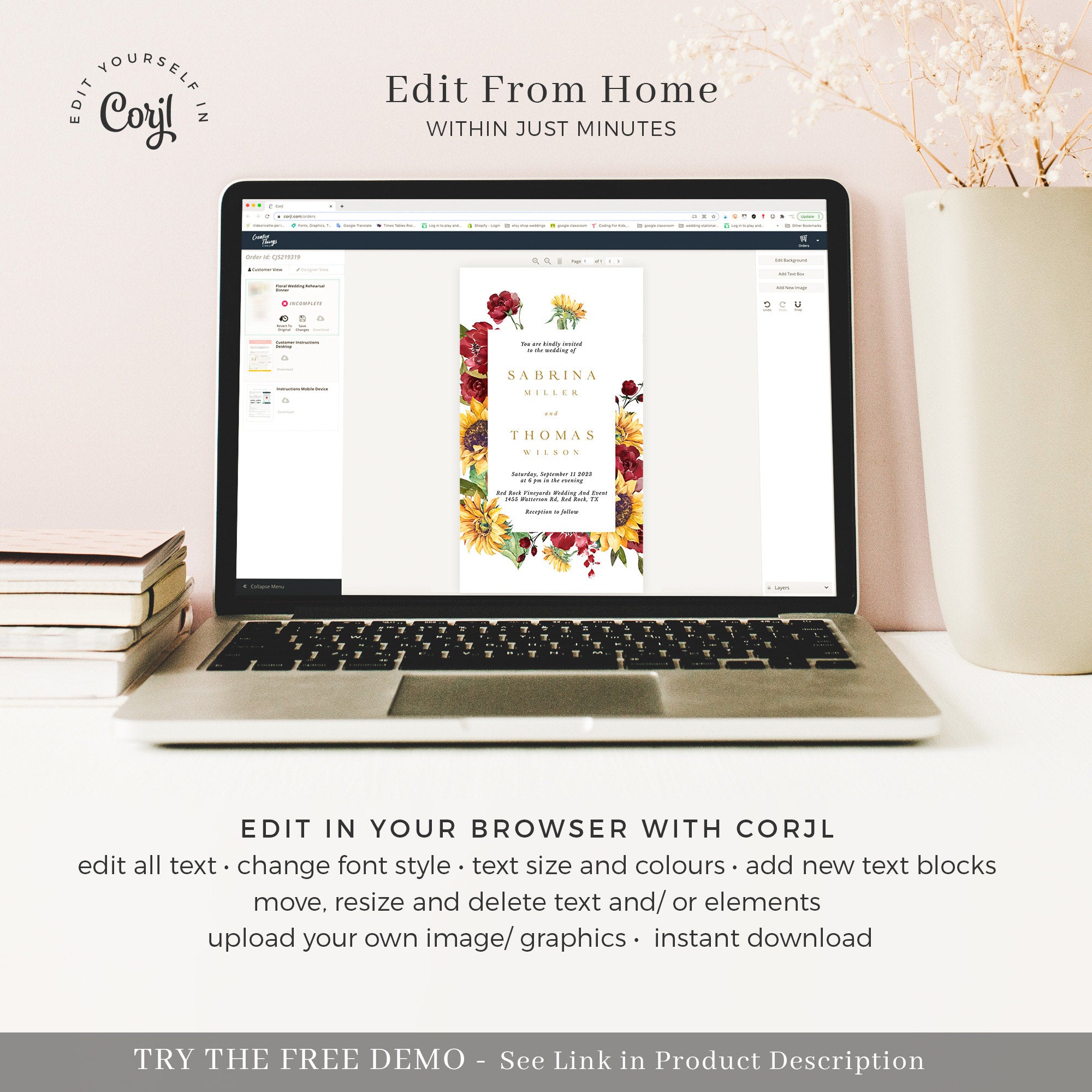 RUBY Fall Wedding Invitation Digital Cards