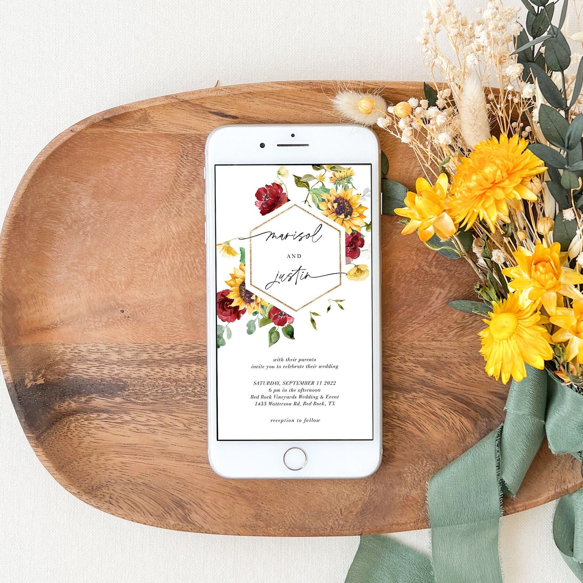RUBY Digital Wedding Invitation Rustic with RSVP
