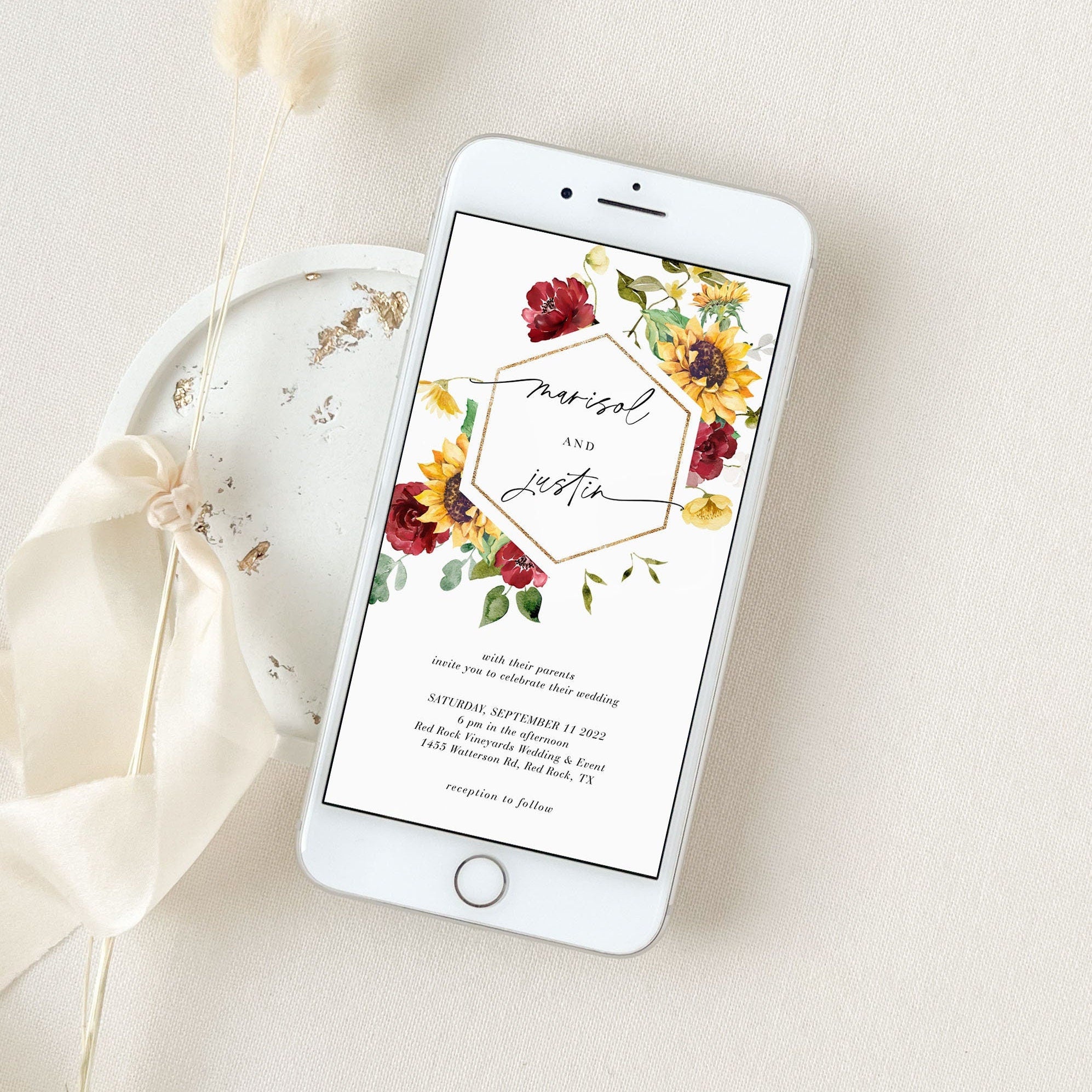 RUBY Digital Wedding Invitation Rustic with RSVP