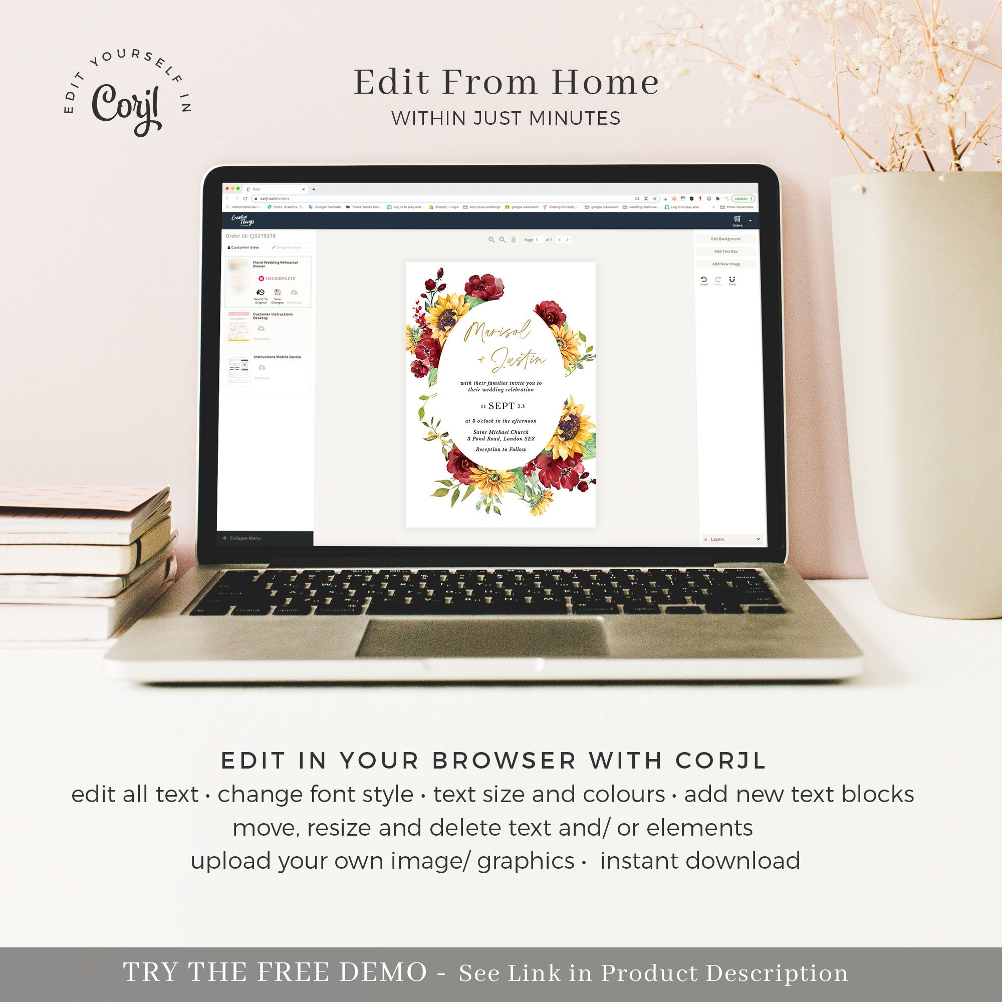 RUBY Floral Wedding Invitation Suite Template