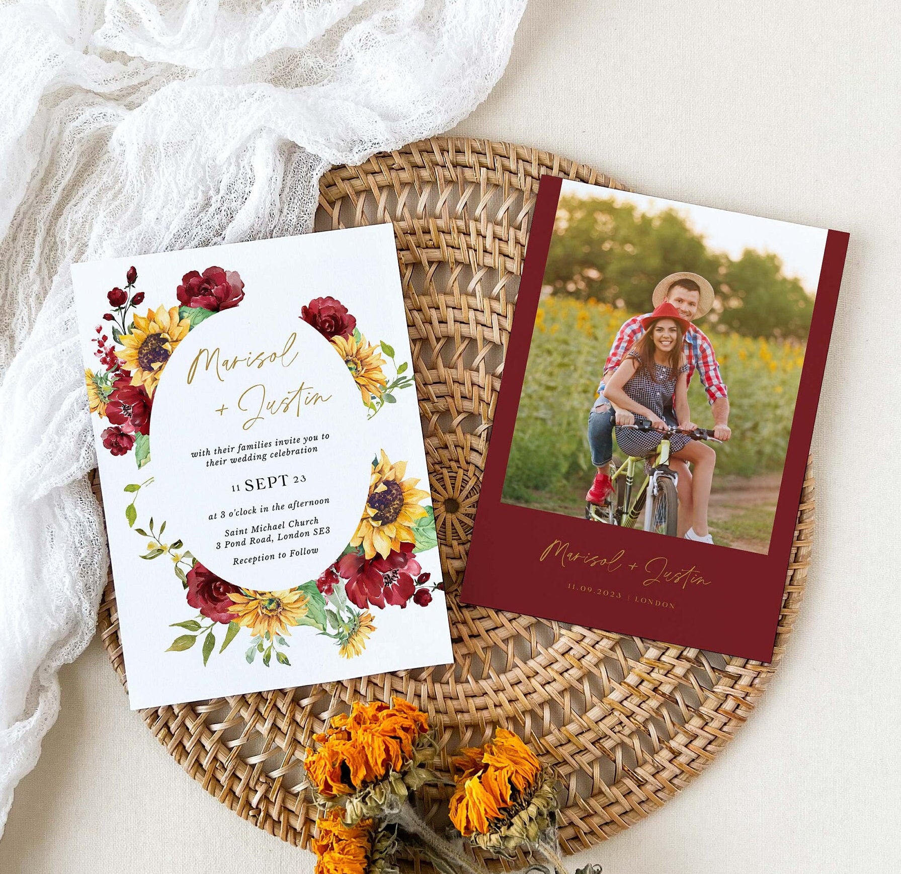 RUBY Floral Wedding Invitation Suite Template