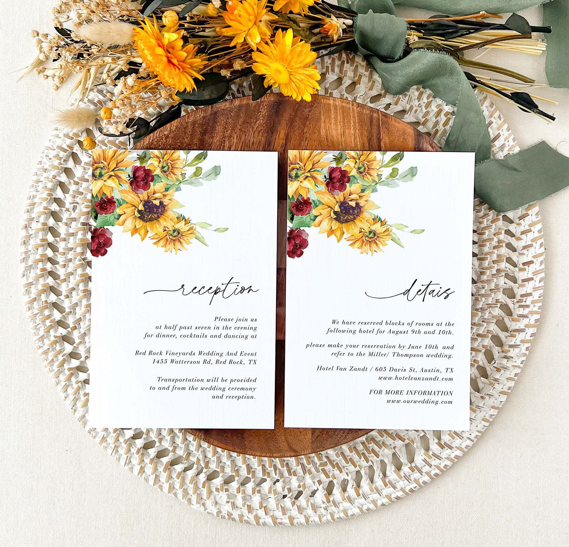 RUBY Sunflower Wedding Invitation Template Suite