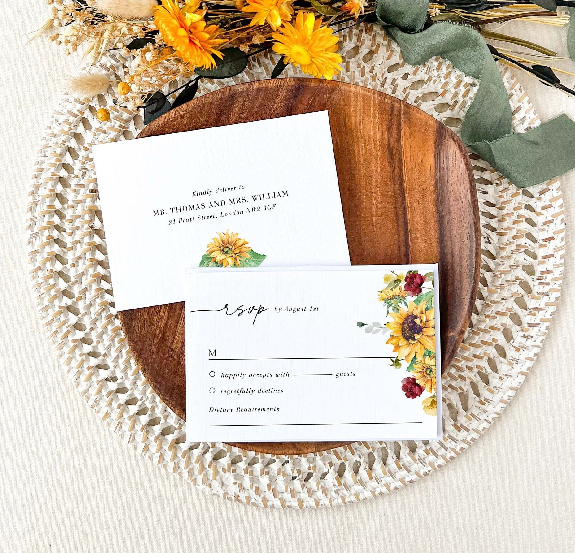 RUBY Sunflower Wedding Invitation Template Suite