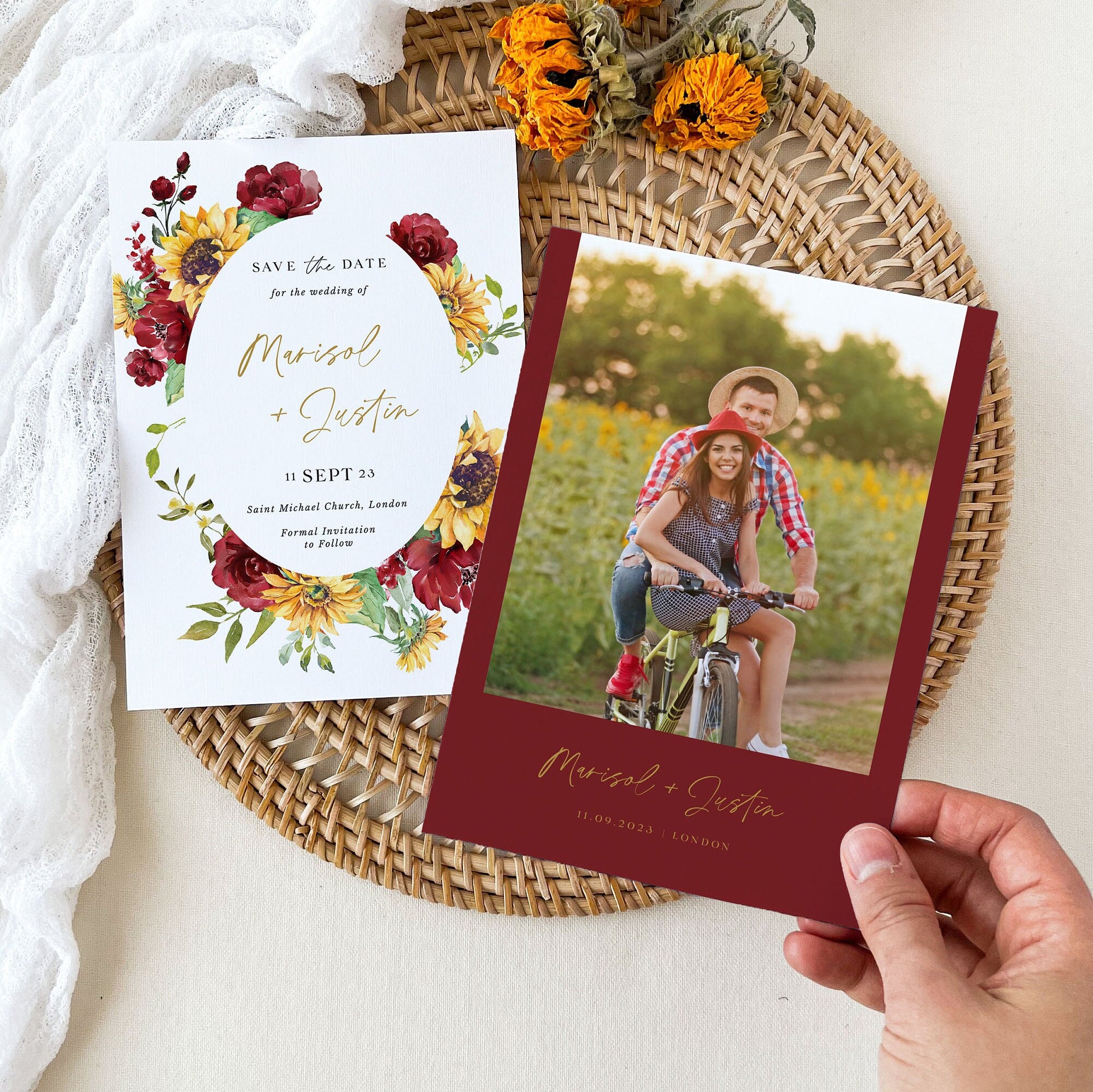 RUBY Floral Save the Date Template with Sunflowers
