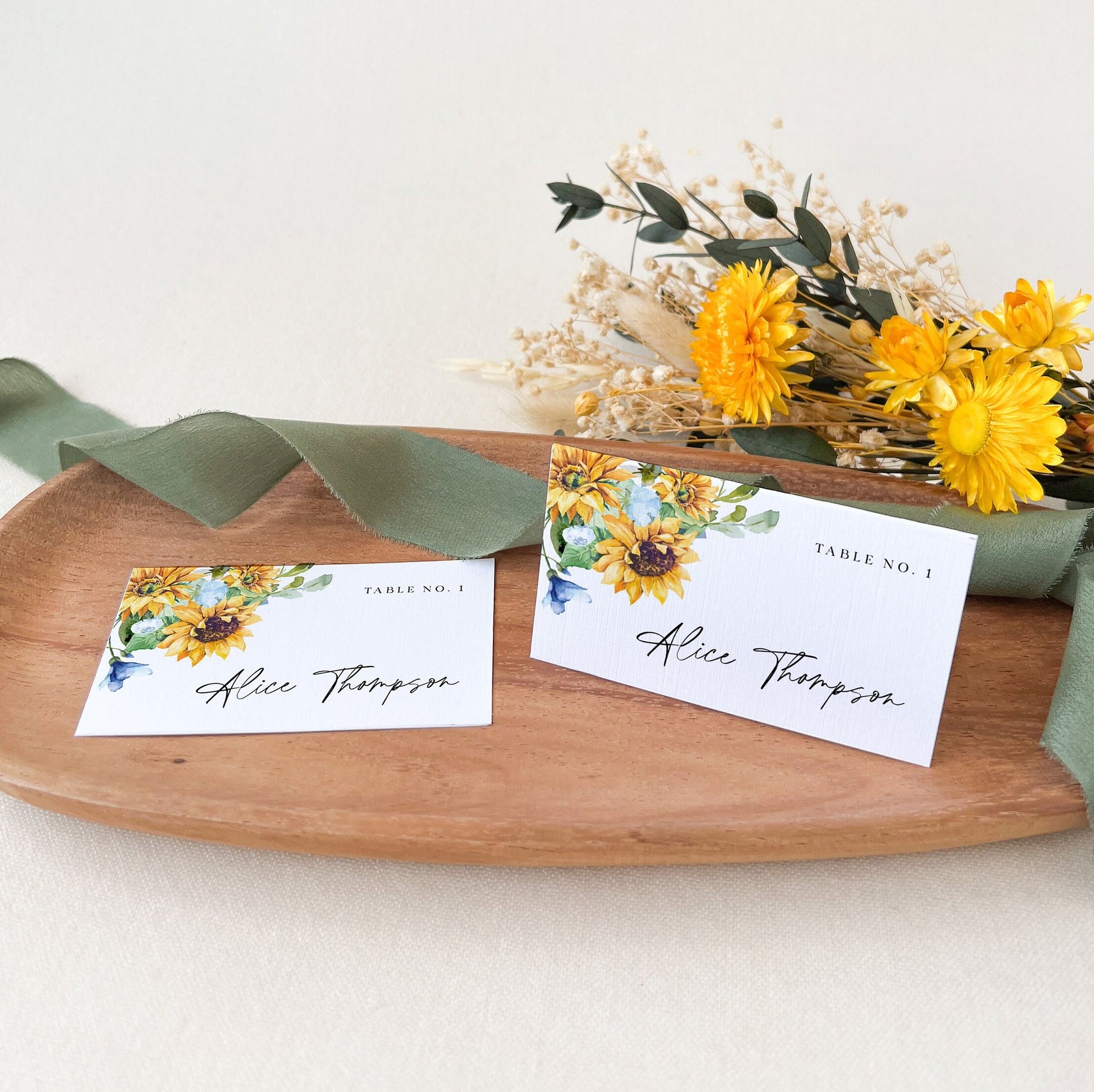 IVY Printable Wedding Name Place Cards Sunflower