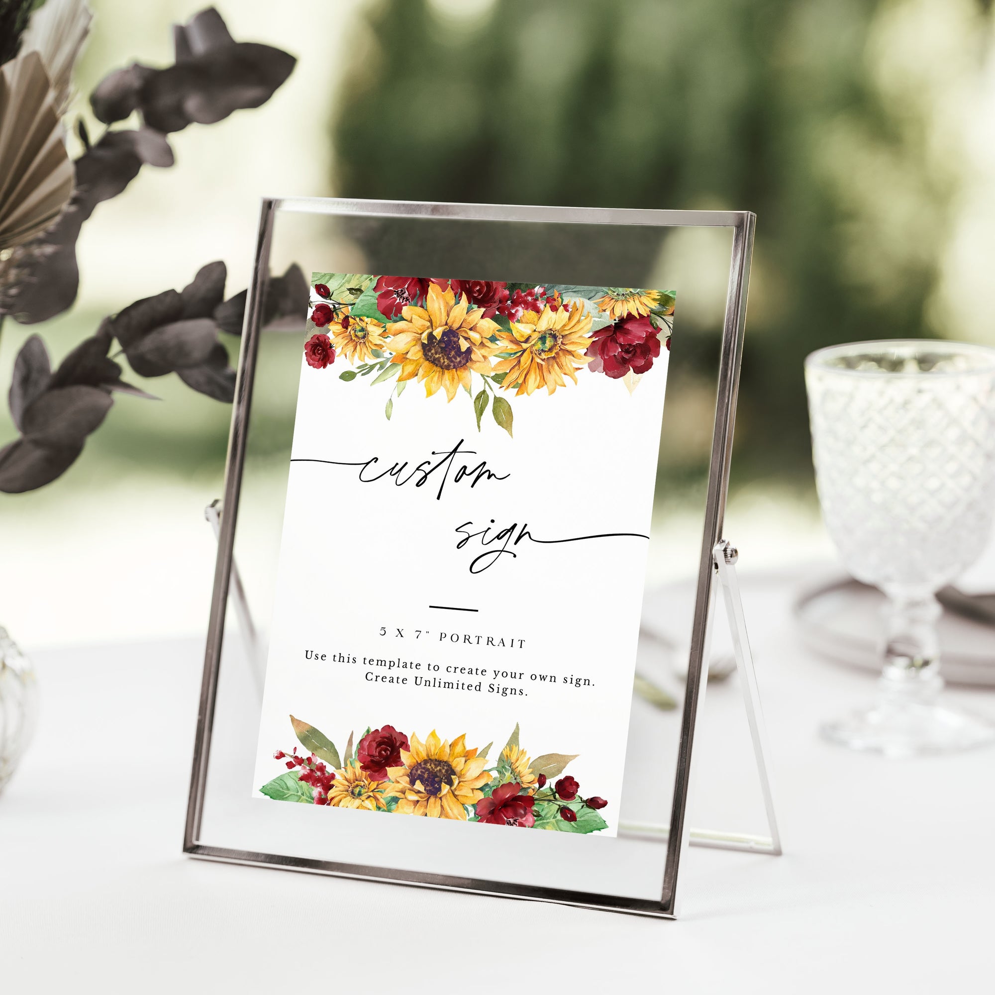 RUBY Printable Wedding Signs for Reception with Sunflowers