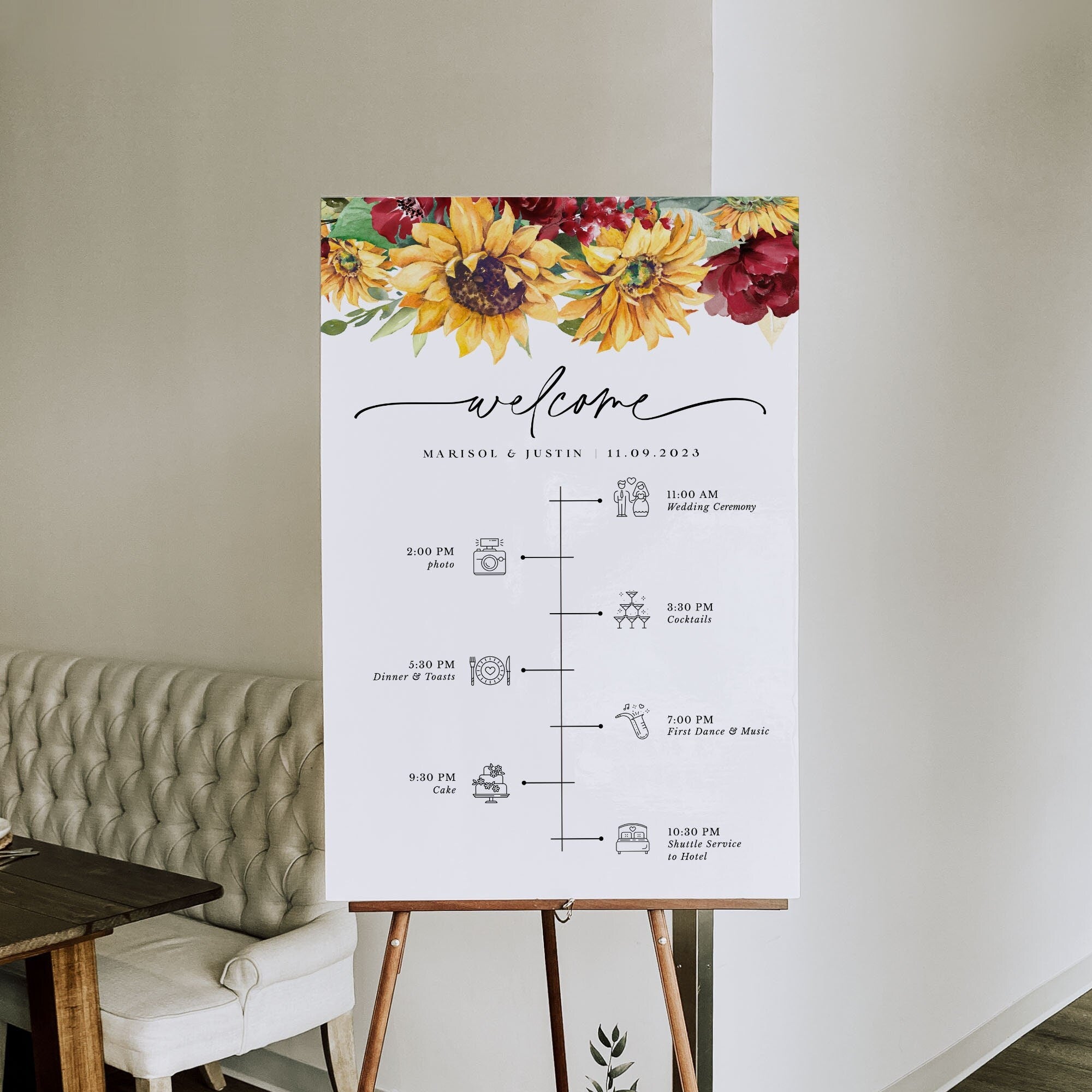 RUBY Printable Wedding Order of Events Sign Rustic