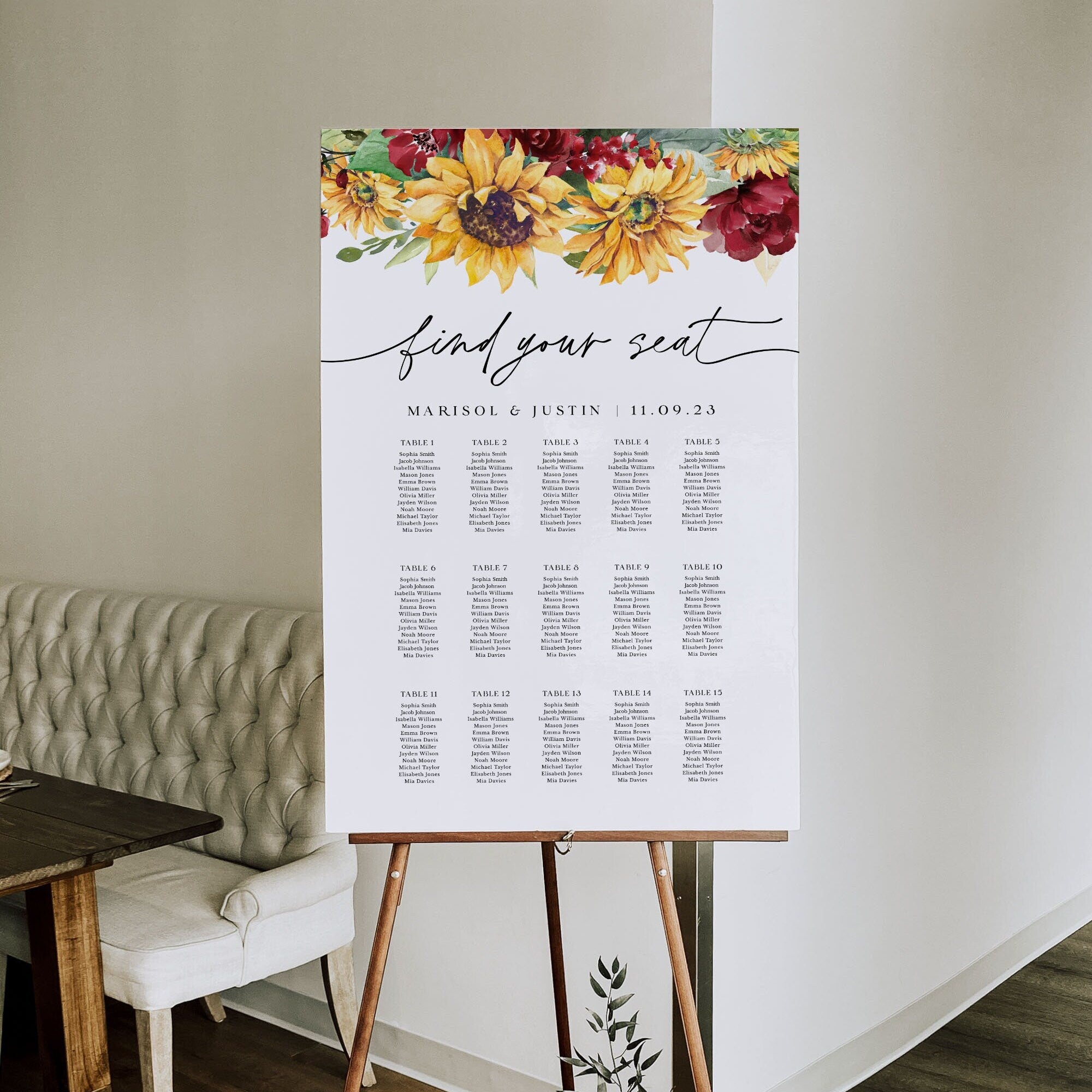 RUBY Rustic Seating Chart Wedding Diy Template