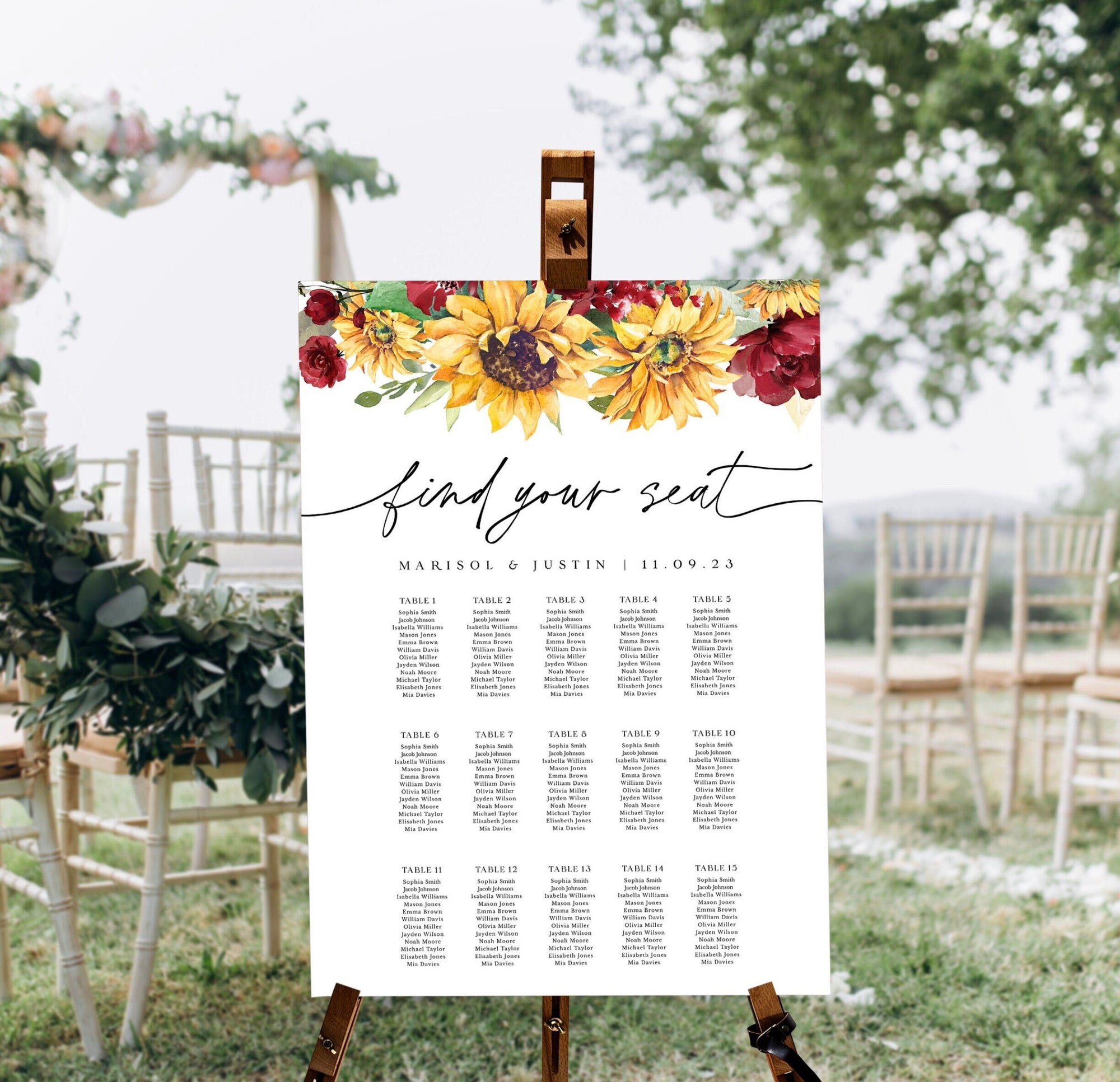 RUBY Rustic Seating Chart Wedding Diy Template