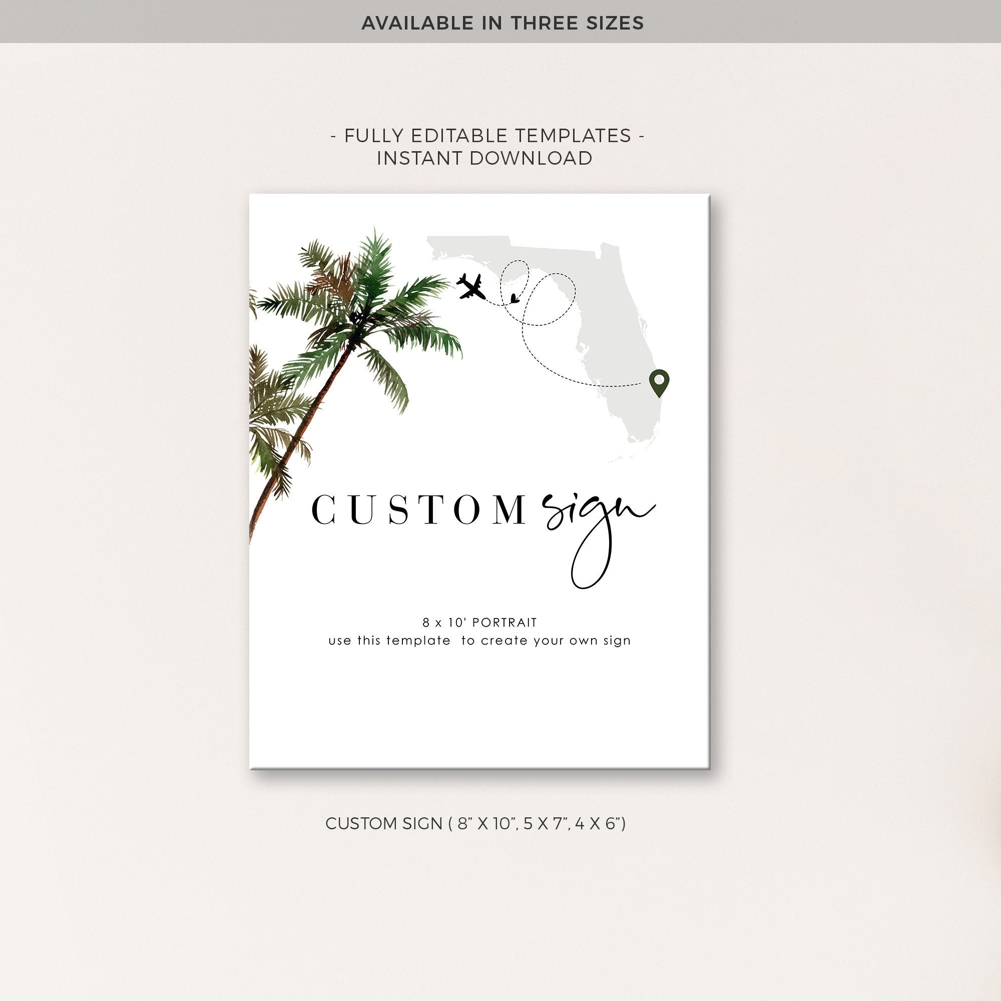 KONA Tropical Theme Small Wedding Sign Template