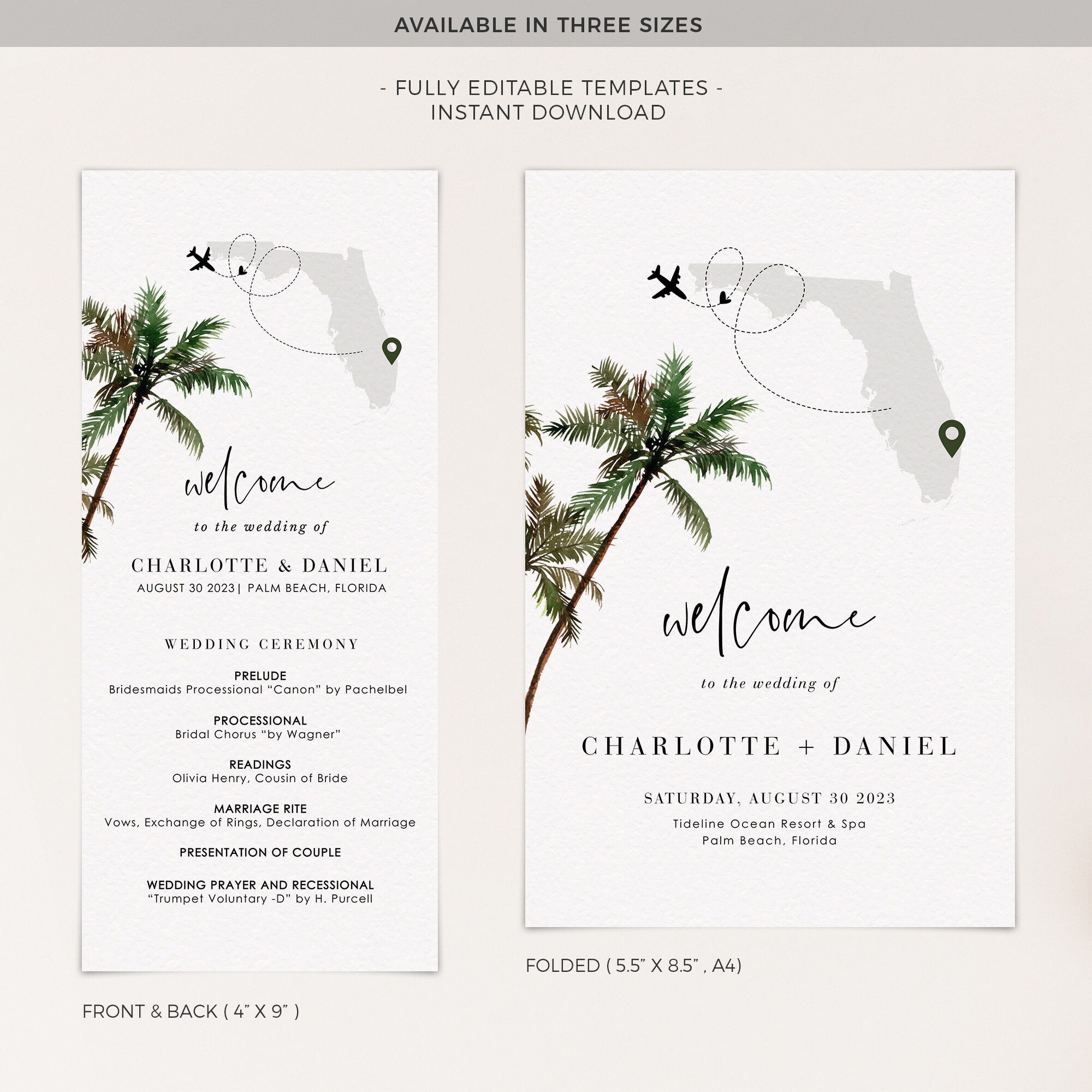 KONA Tropical Wedding Program Template