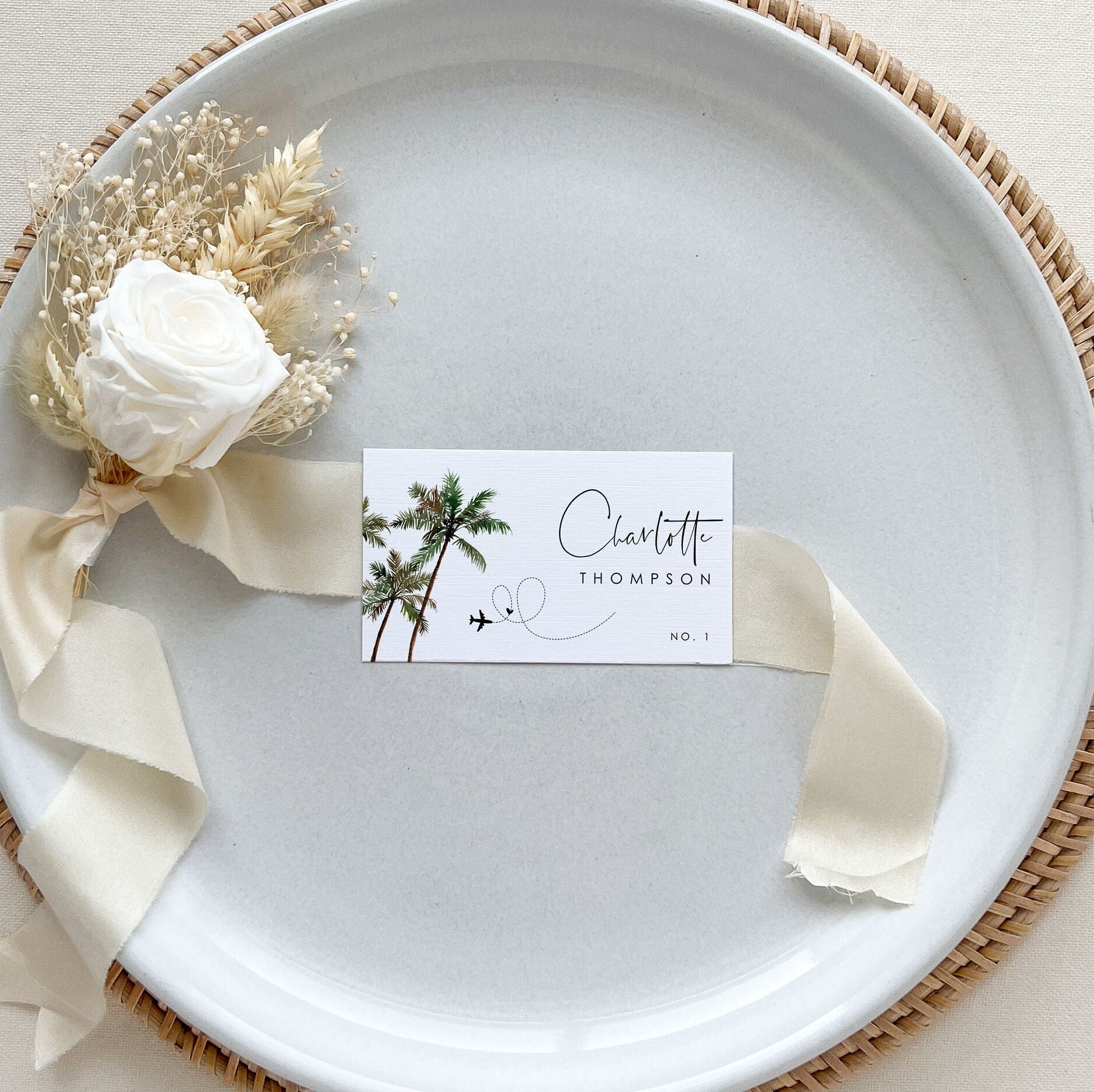 KONA Tropical Palm Tree Place Cards Template