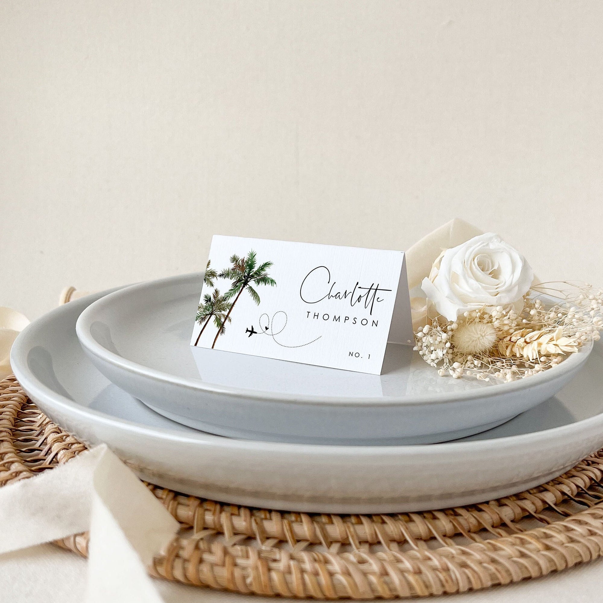 KONA Tropical Palm Tree Place Cards Template