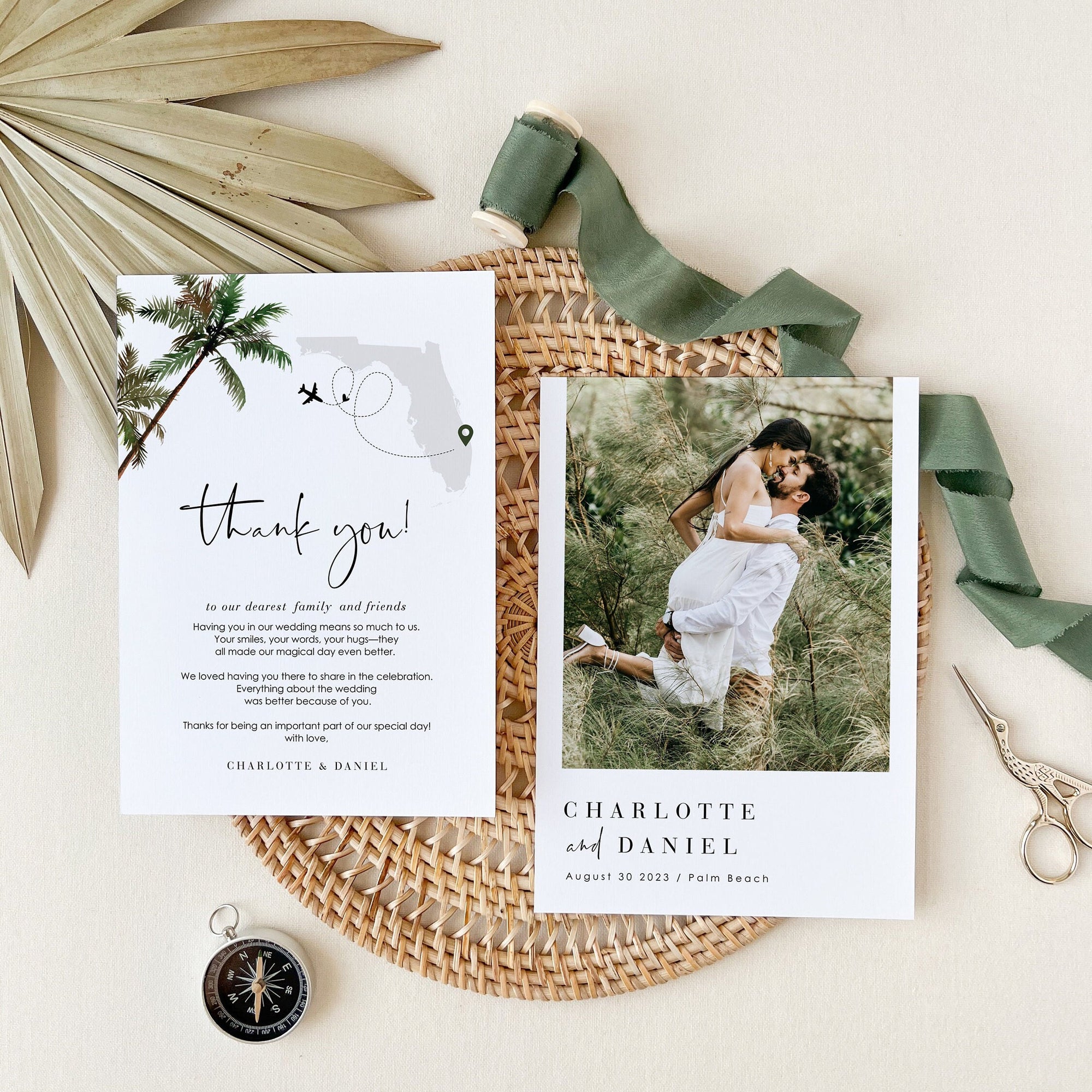 KONA Palm Tree Thank You Card for Wedding Template