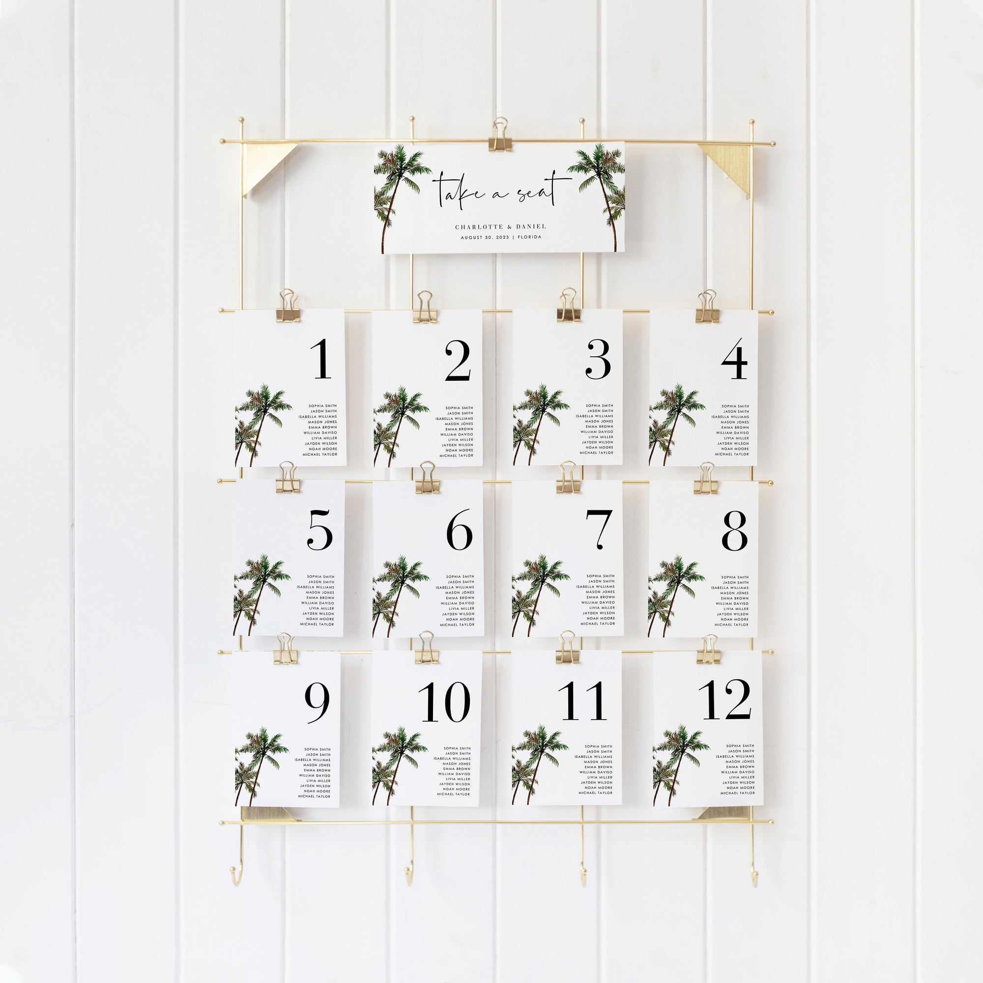 KONA Palm Tree Seating Chart Cards Template