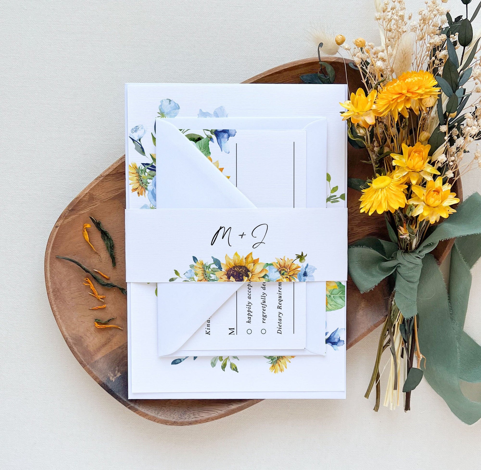 IVY Sunflower and Rose Wedding Stationery Template Bundle