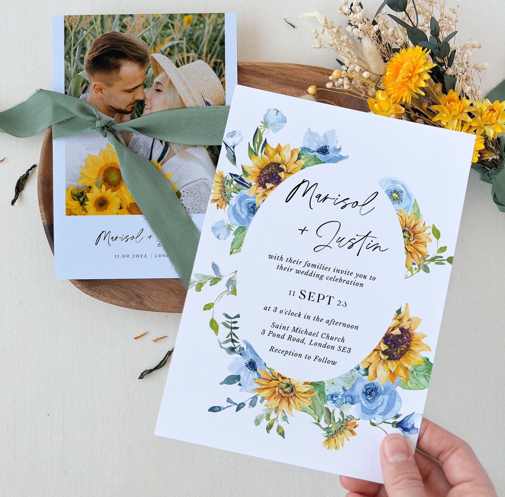 IVY Sunflower and Rose Wedding Stationery Template Bundle