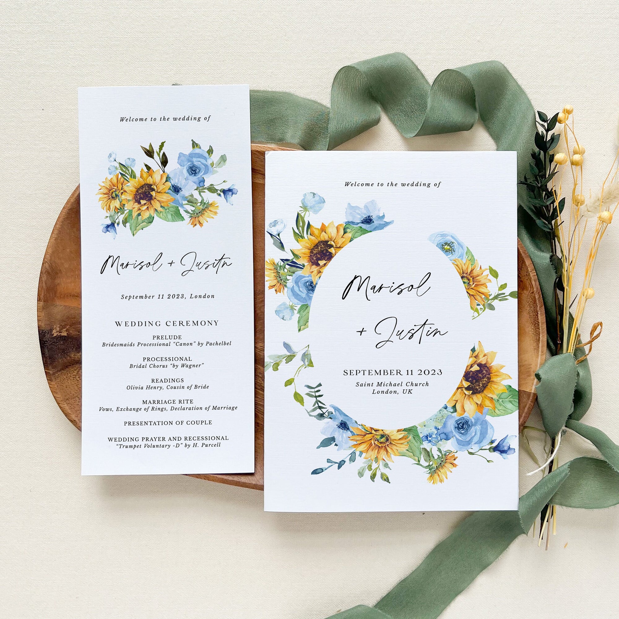 IVY Sunflower Wedding Programs Template