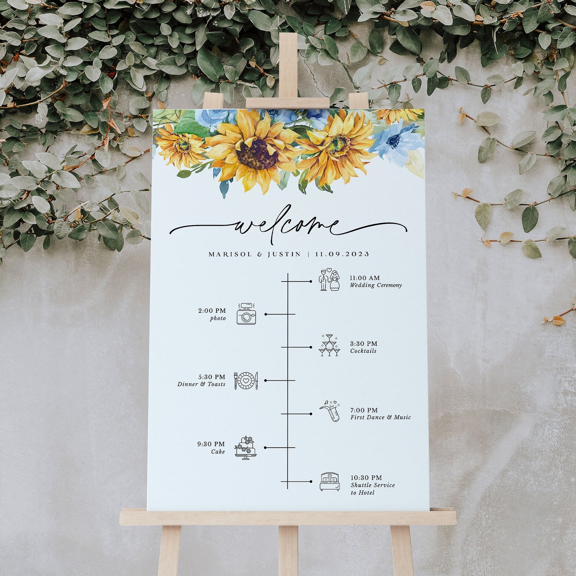 IVY Wedding Welcome and Order of The Day Sign