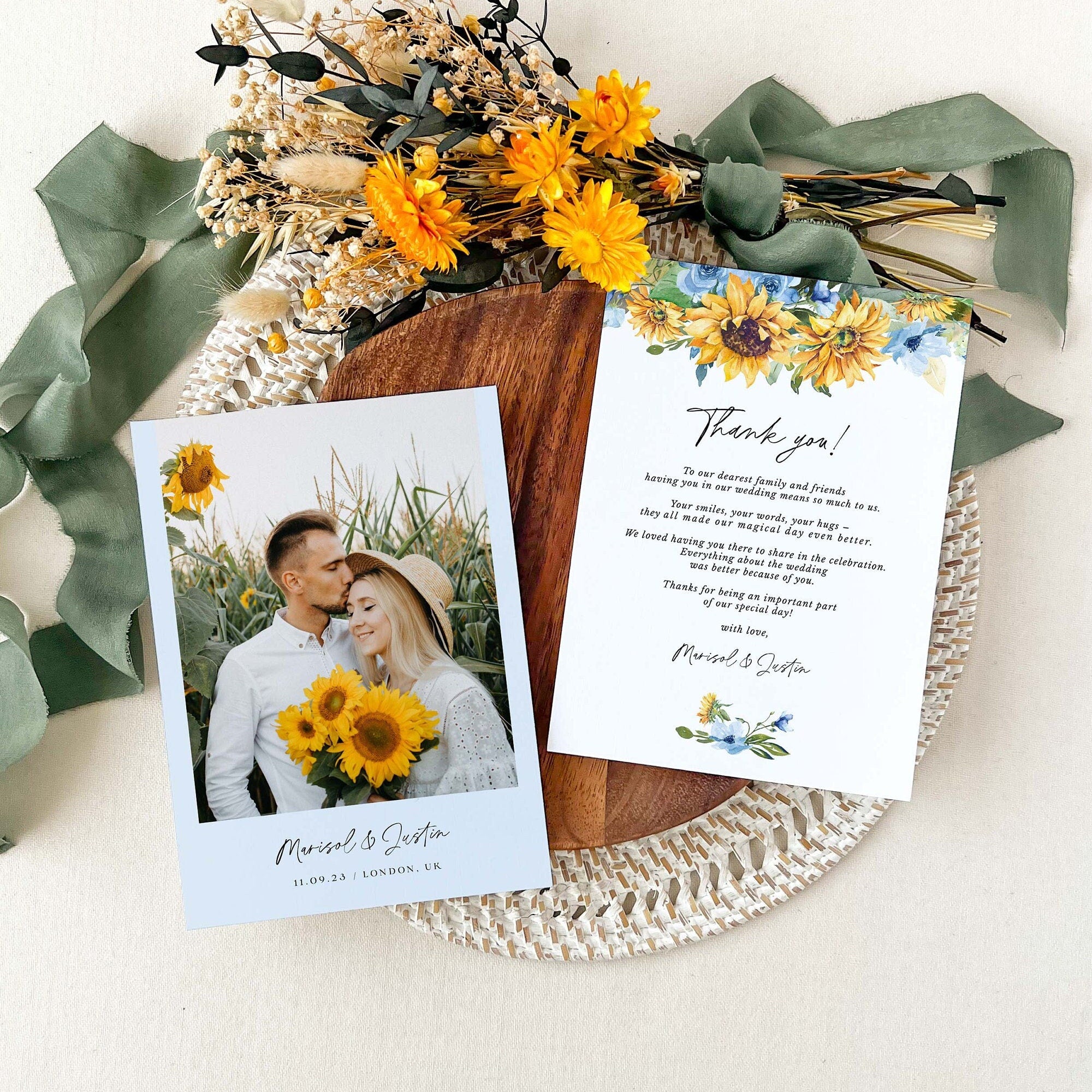 IVY Printable Thank You Card Sunflower Template