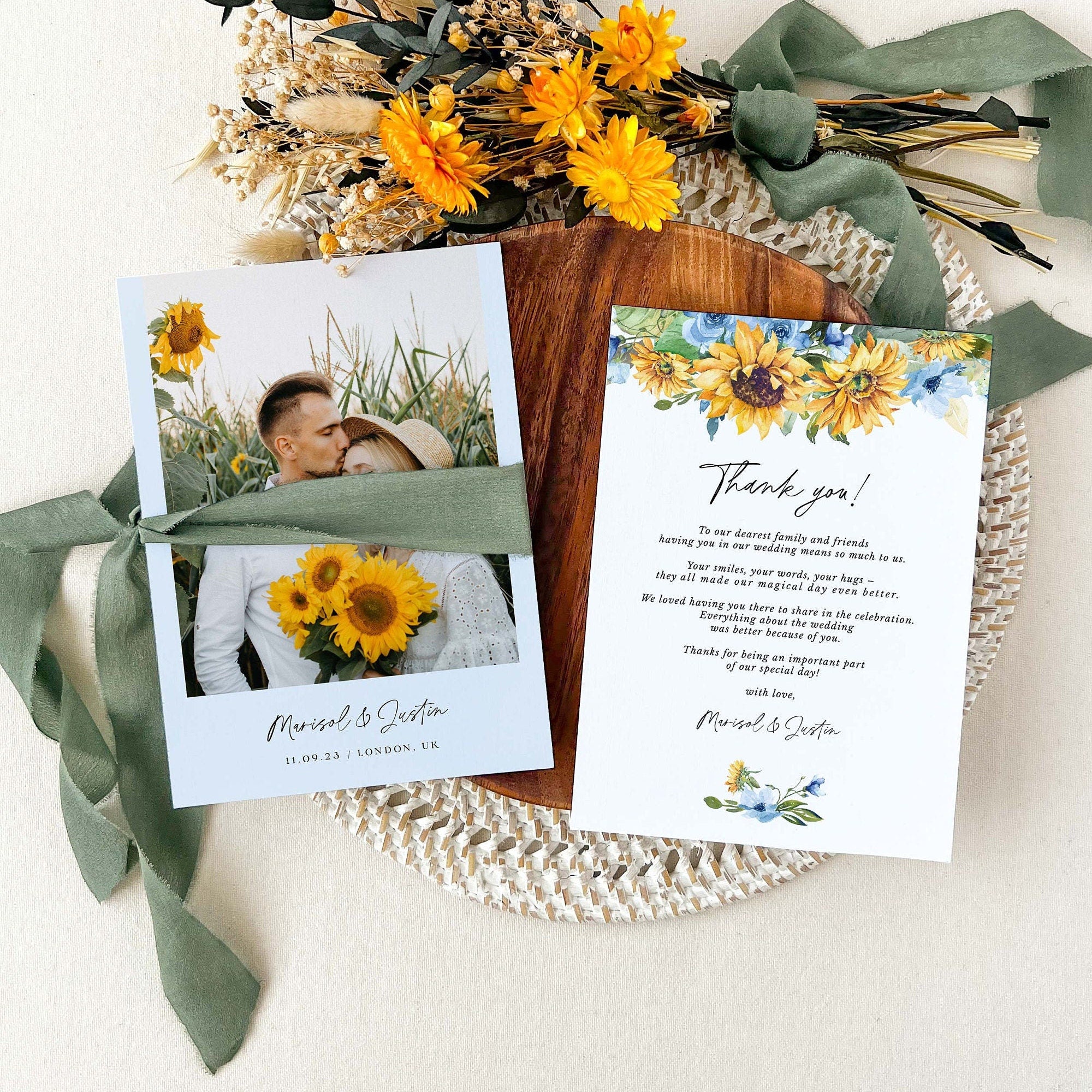 IVY Printable Thank You Card Sunflower Template