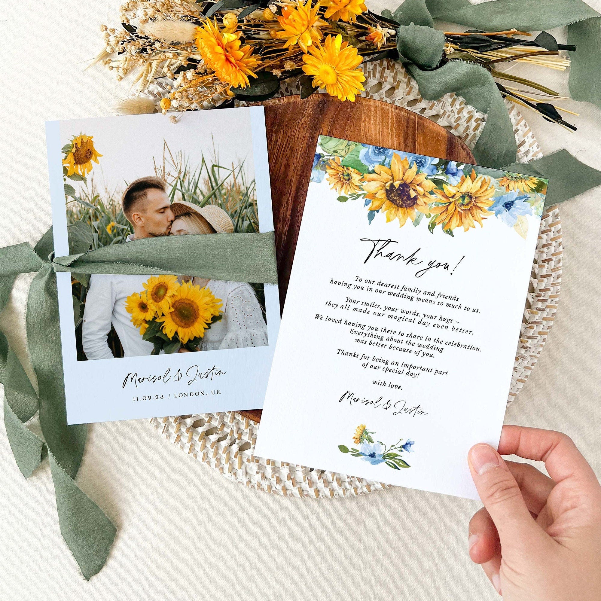 IVY Printable Thank You Card Sunflower Template