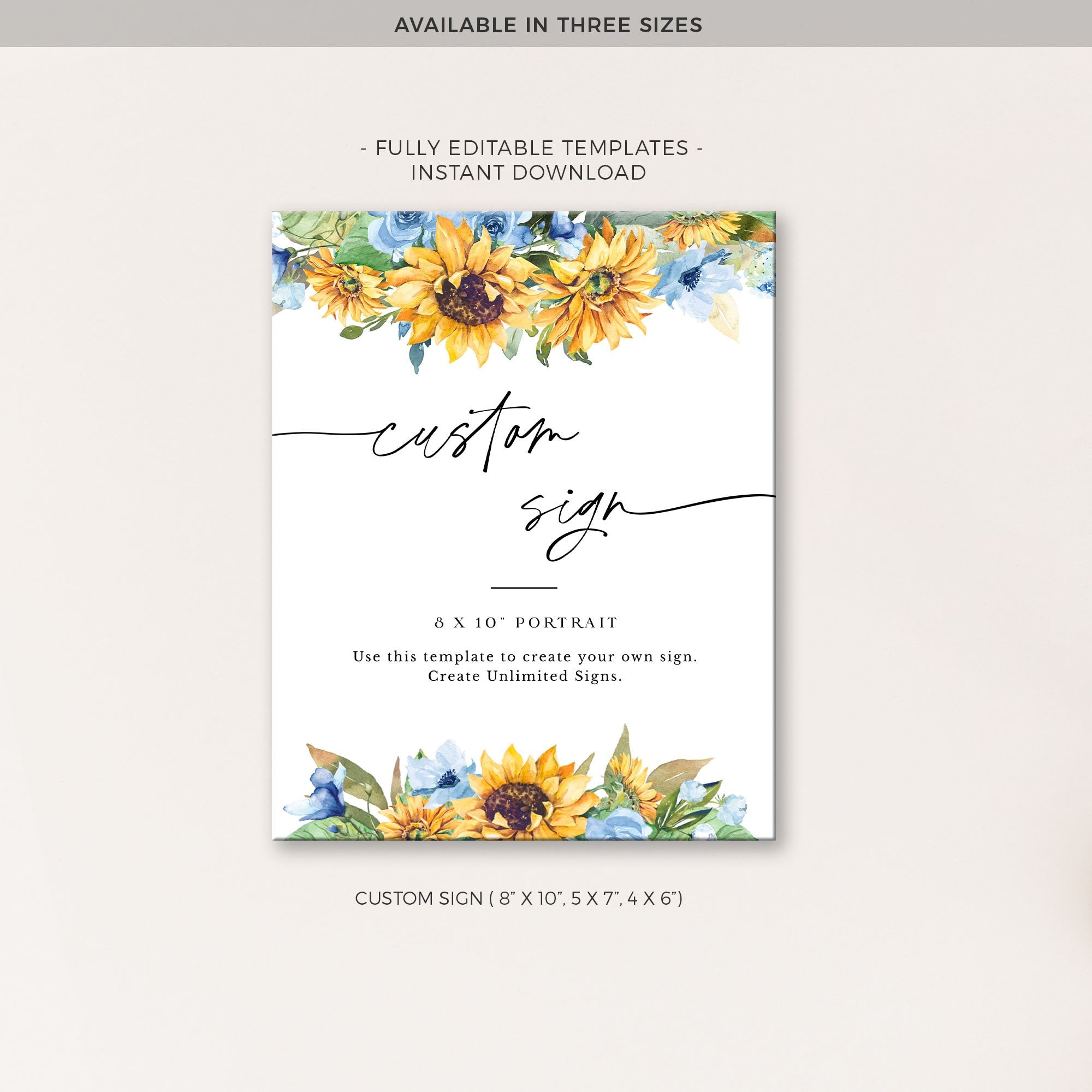 IVY Small Rustic Sunflower Wedding Sign Template