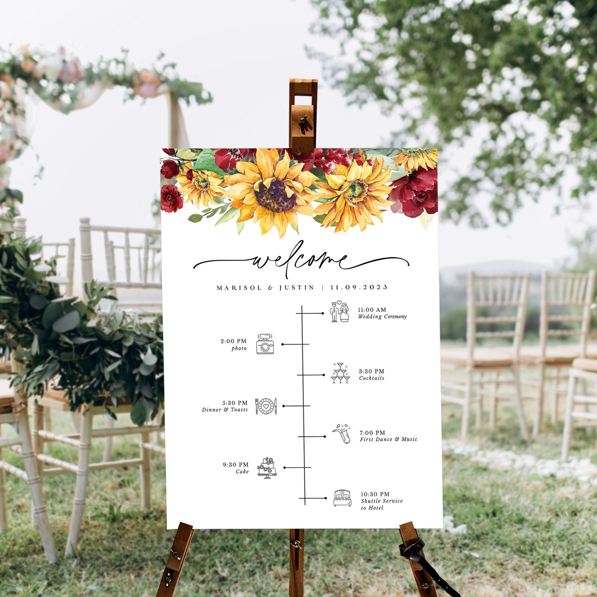 RUBY Printable Wedding Order of Events Sign Rustic