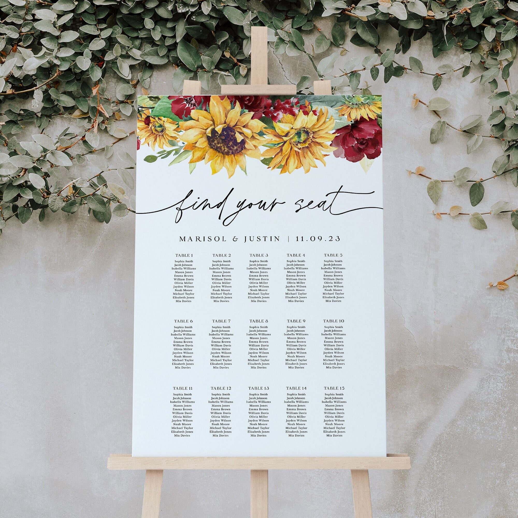 RUBY Rustic Seating Chart Wedding Diy Template