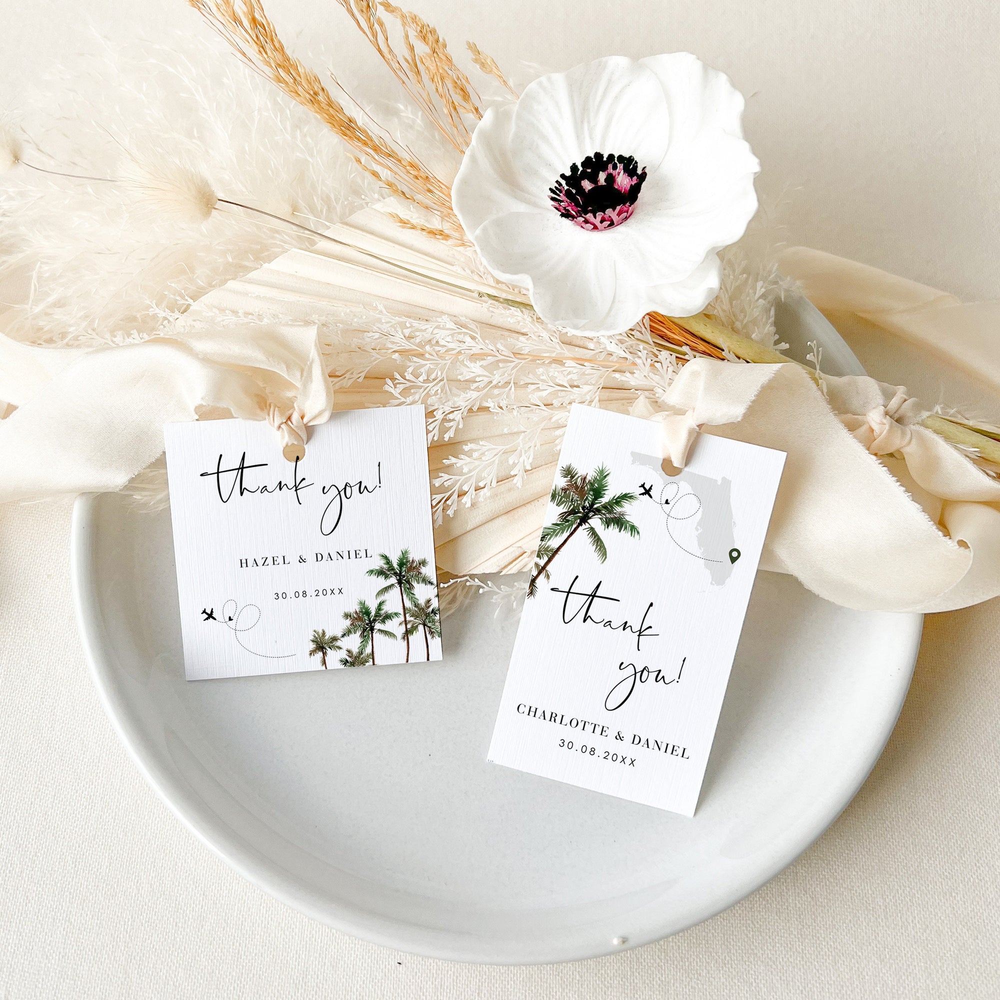 KONA Palm Tree Wedding Thank You Tags Printable
