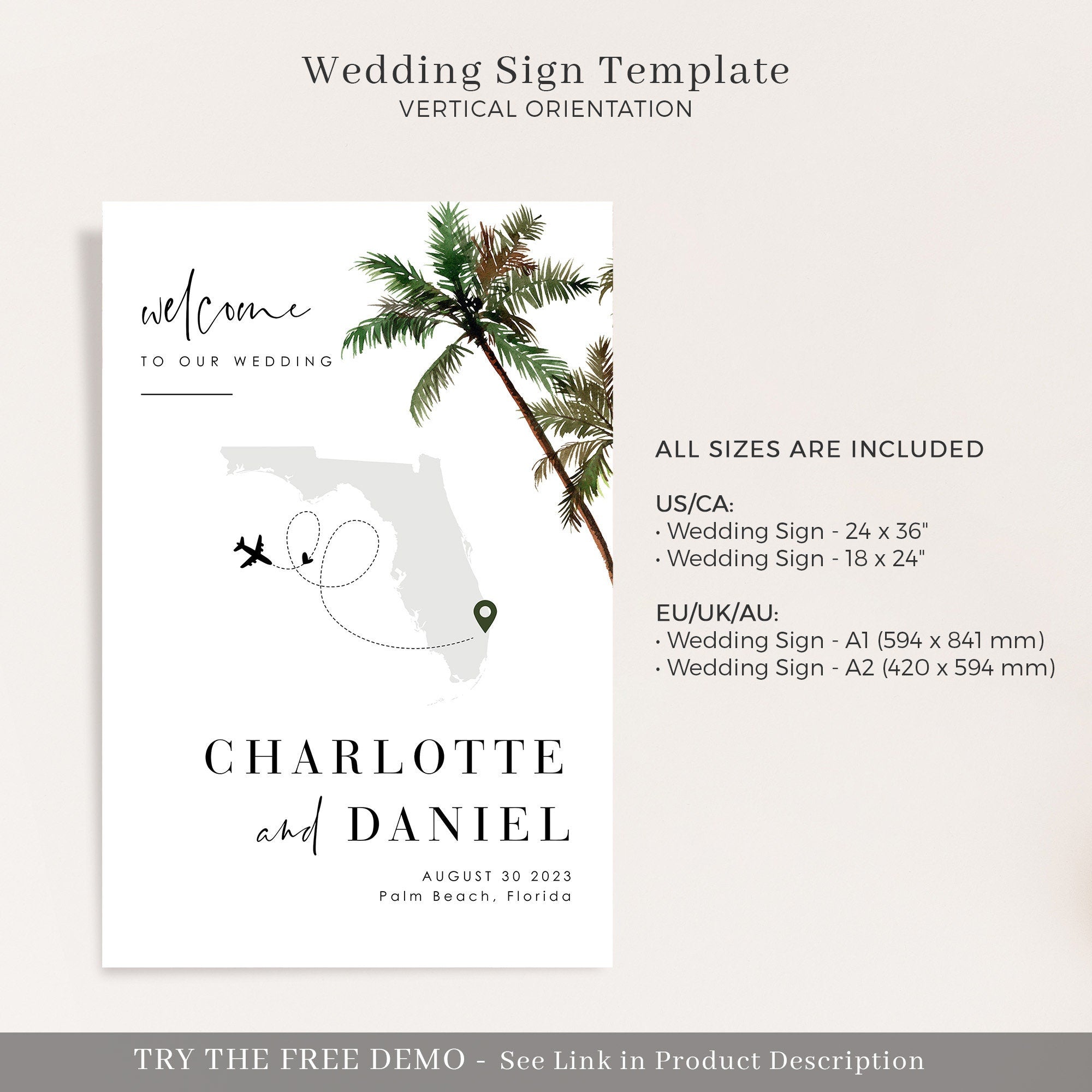 KONA Printable Welcome to Our Wedding Sign Tropical Theme